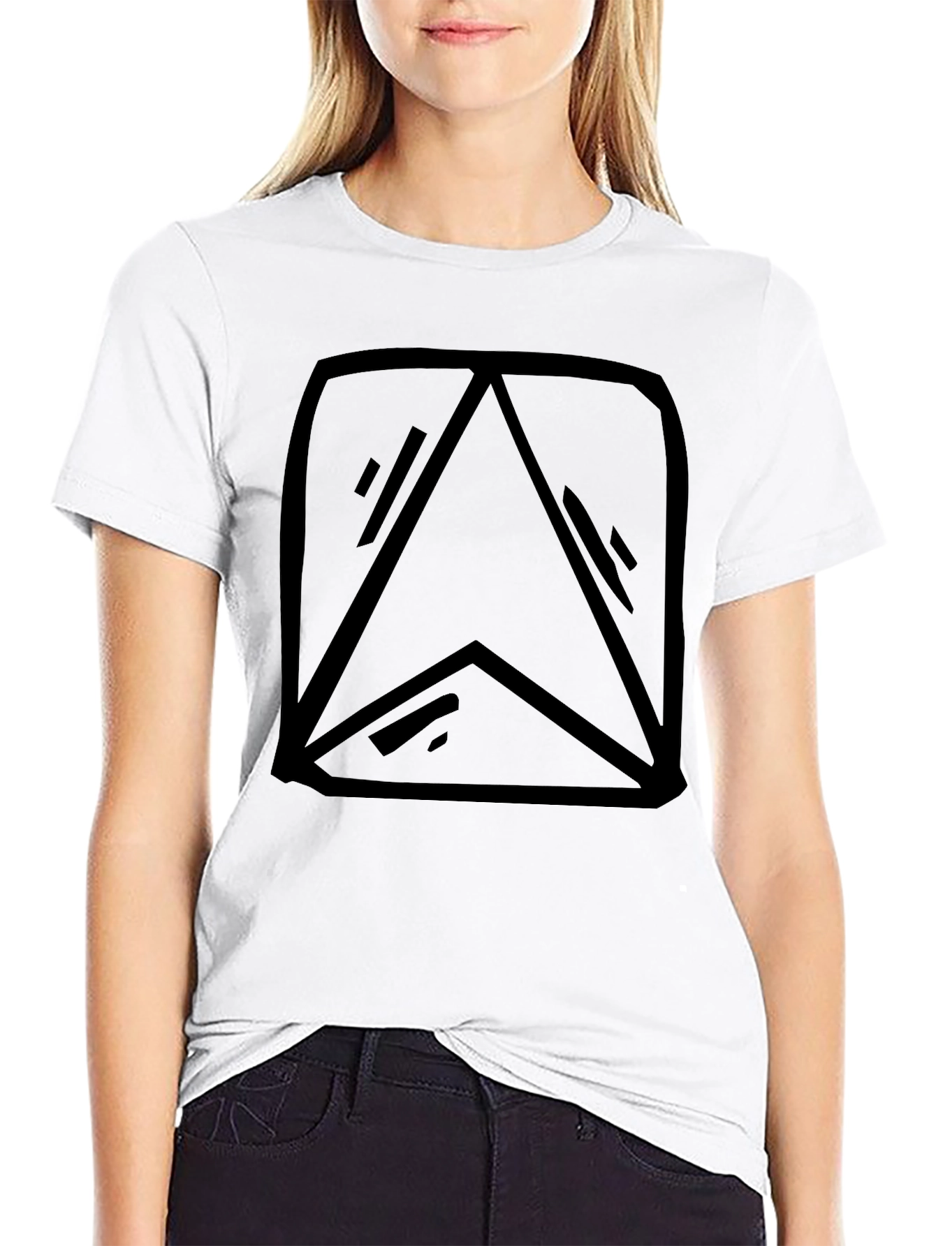 Black Geometric Graphic Black T-Shirt view 9