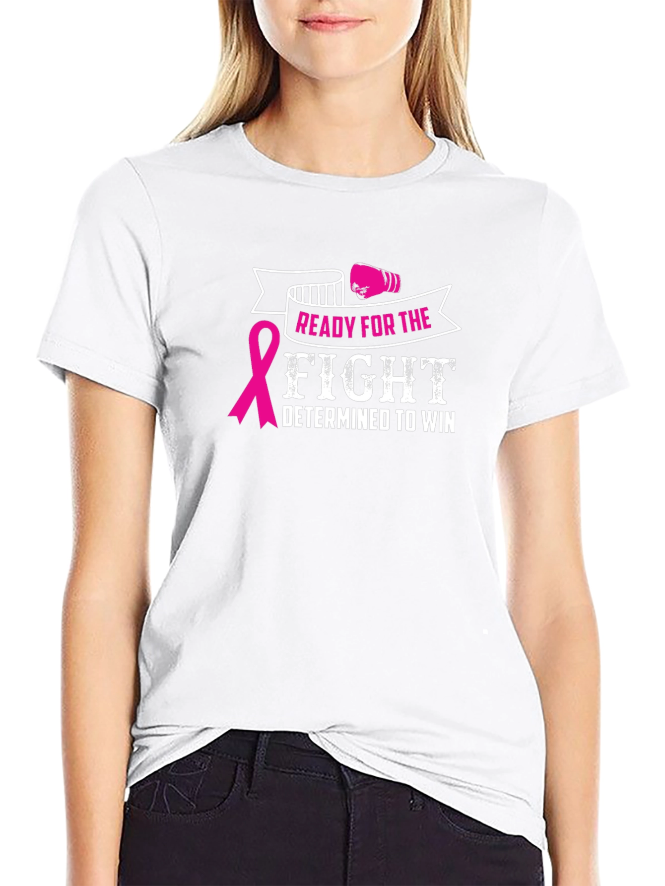 Black Ready for the Fight Breast Cancer Awareness T-Shirt view 9