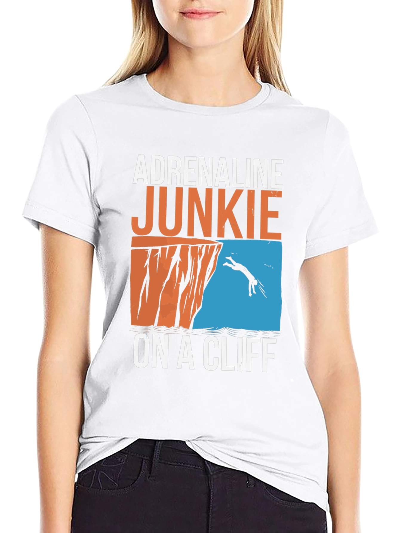 Black Adrenaline Junkie On A Cliff T-Shirt - Black view 9