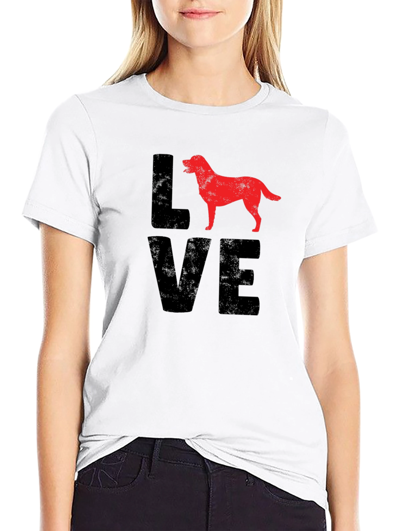 Black Love Dog Graphic Tee - Black Cotton Casual T-Shirt view 9