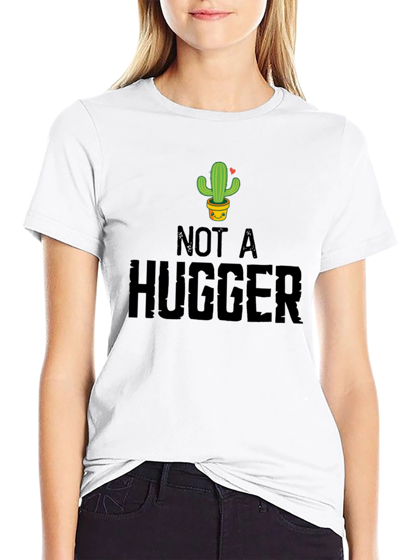 Black Not a Hugger Cactus Graphic Tee - Unisex view 9