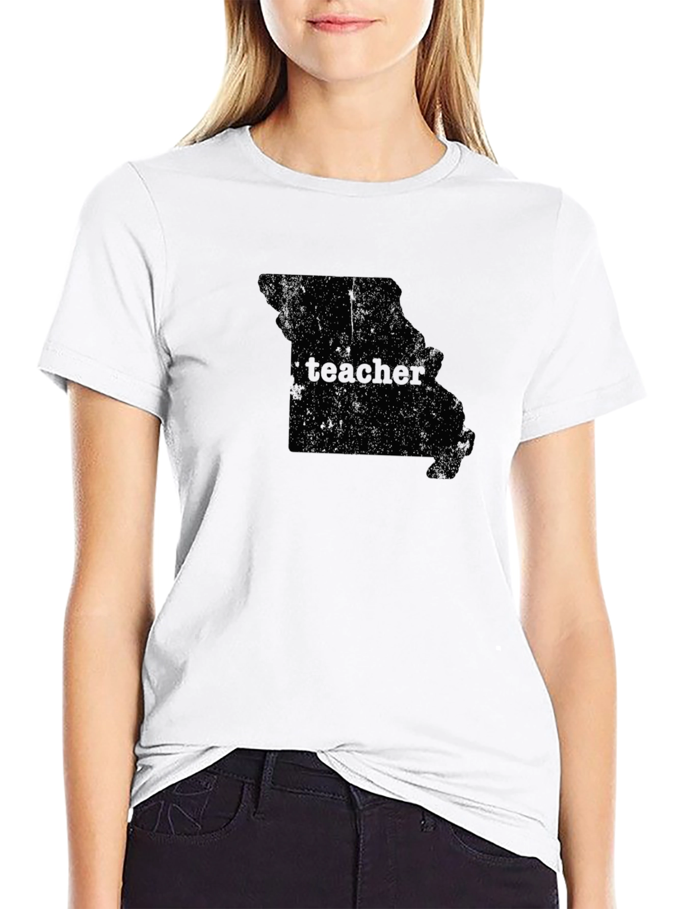 Black Teacher Missouri State Outline Graphic T-Shirt view 9