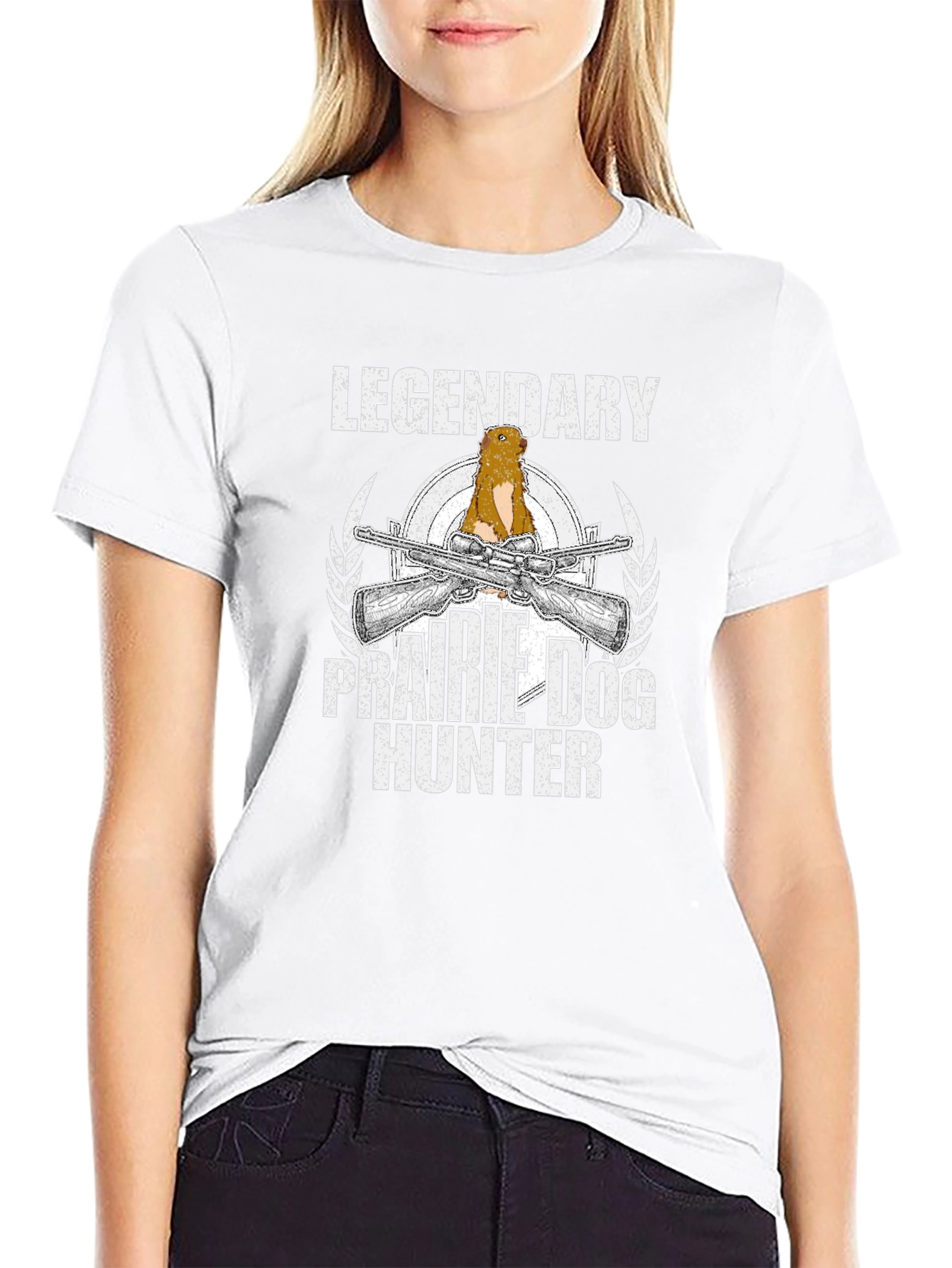 Black Legendary Prairie Dog Hunter Graphic T-Shirt view 9