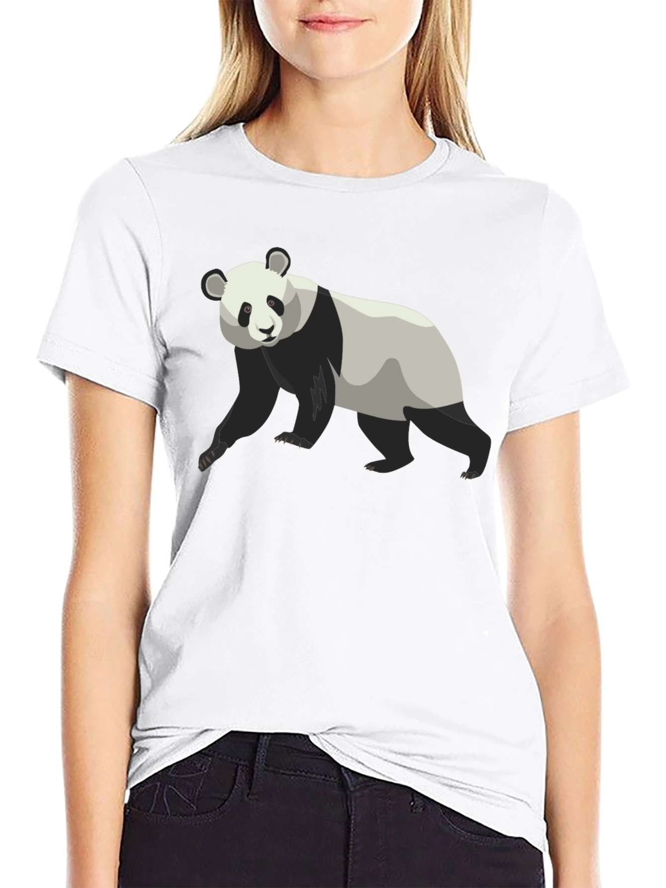 Black Panda Bear Graphic Tee - Black Cotton T-Shirt view 9