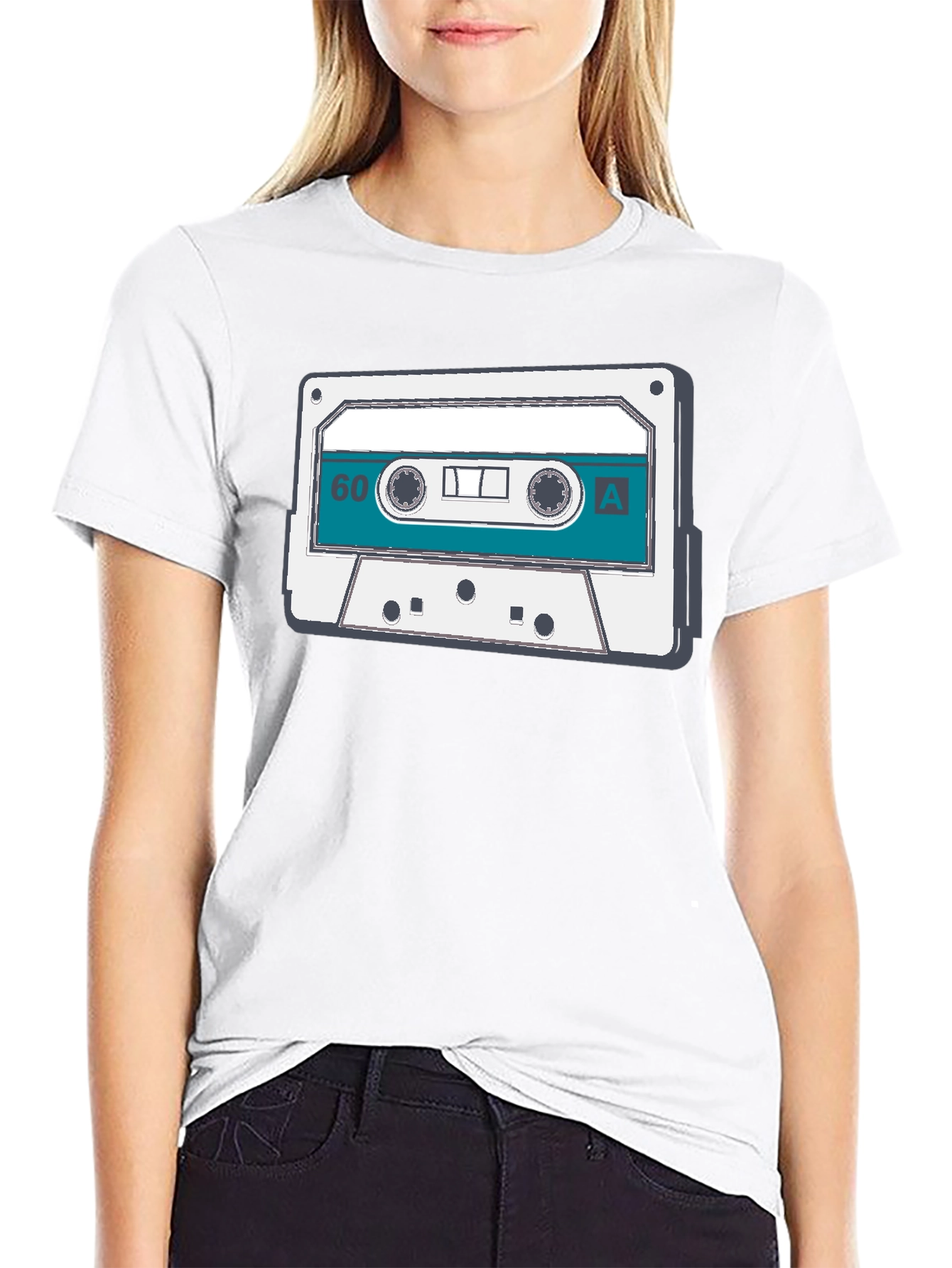 Black Retro Cassette Tape Graphic Tee - Vintage Music Lover Shirt view 9
