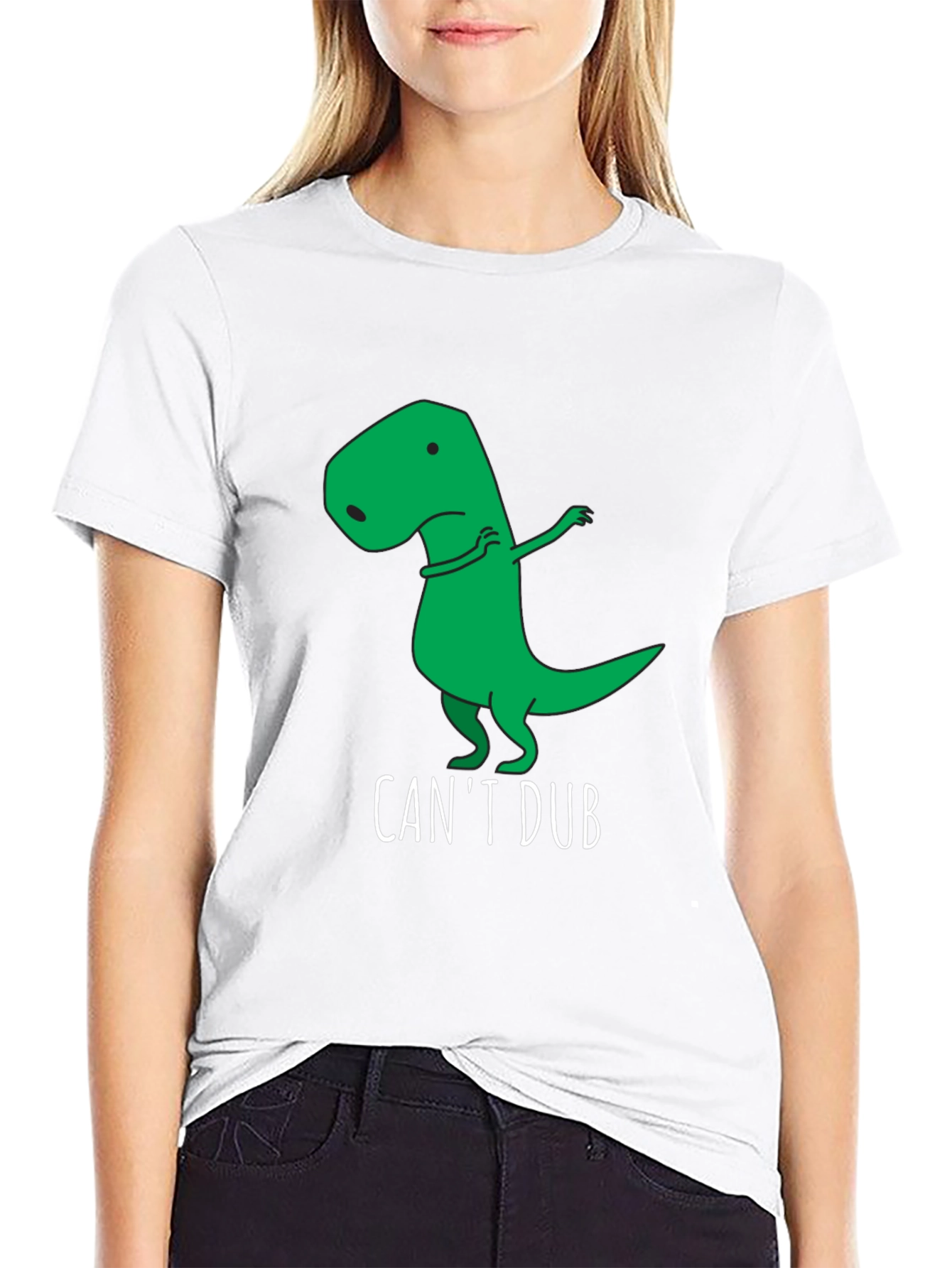 Black Funny "Can't Dub" Dinosaur T-Shirt view 9