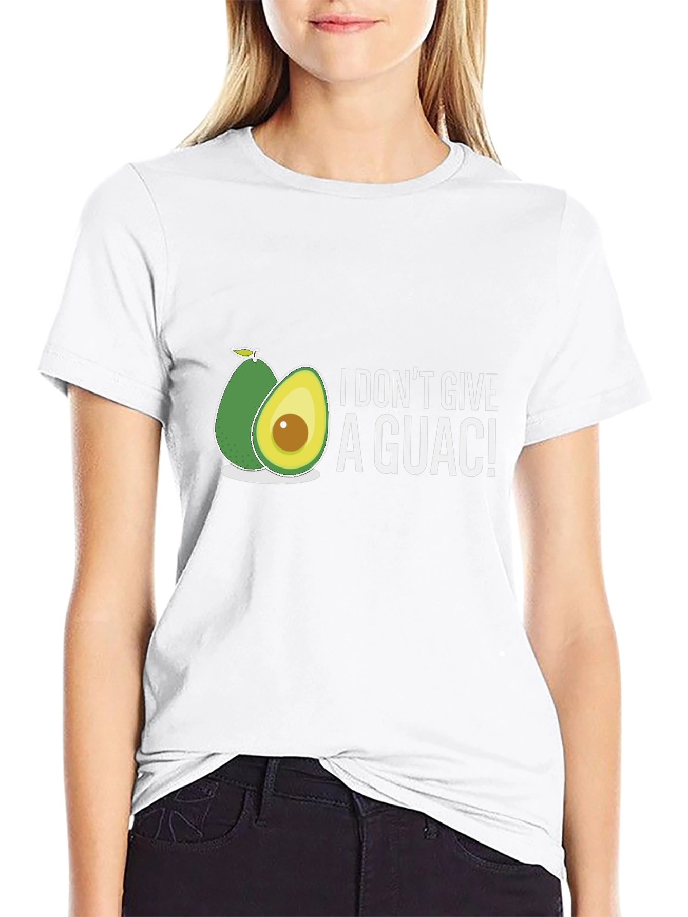 Black I Don't Give A Guac! Funny Avocado Graphic T-Shirt view 9