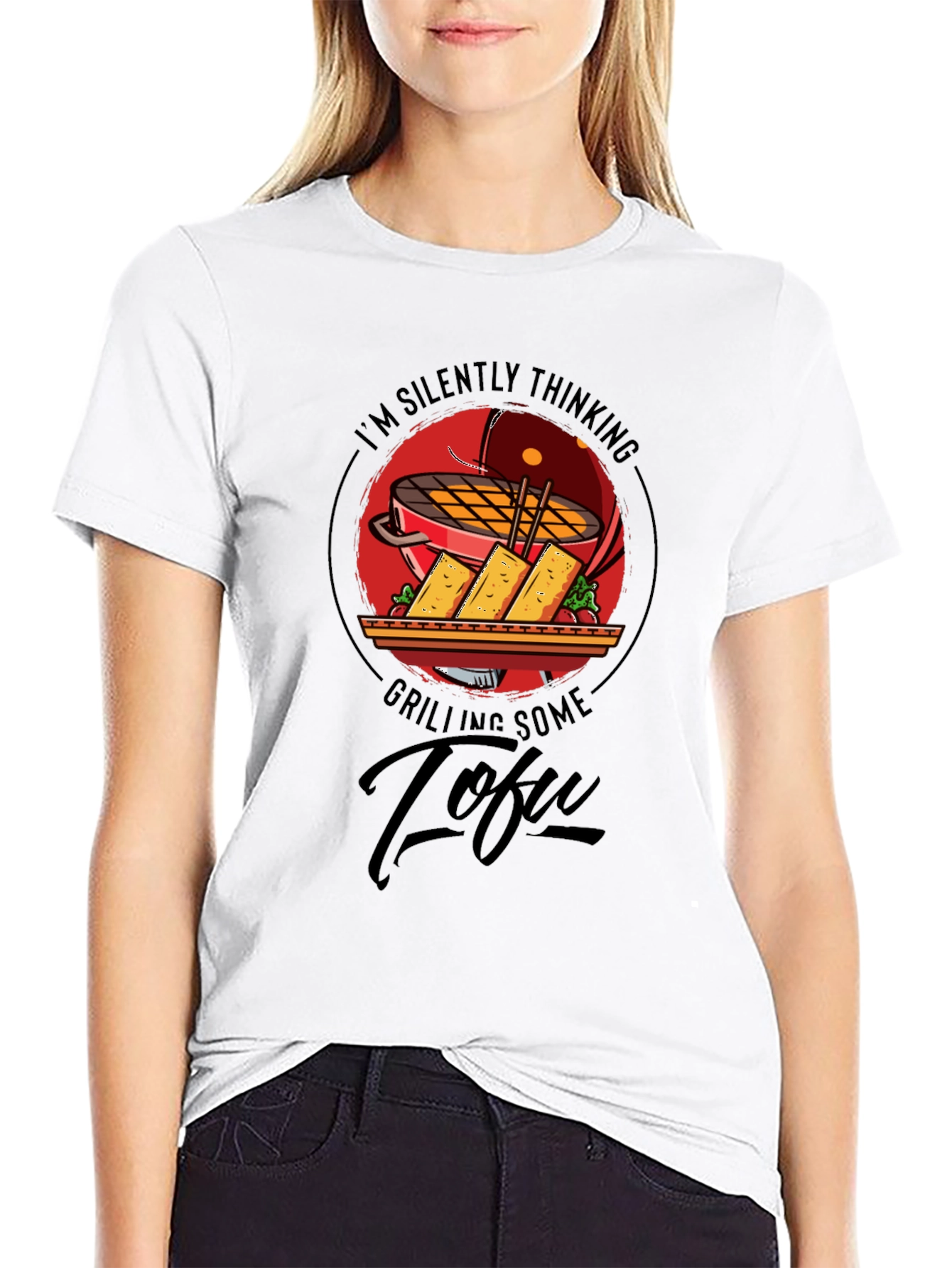 Grilling Tofu Graphic T-Shirt - Vegan BBQ Humor - 9