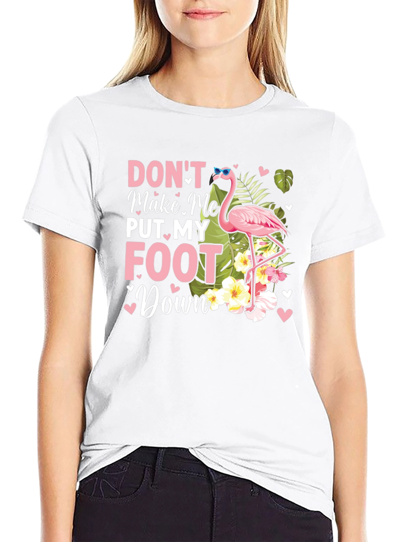 Black Don't Make Me Put My Foot Down Flamingo T-Shirt view 9