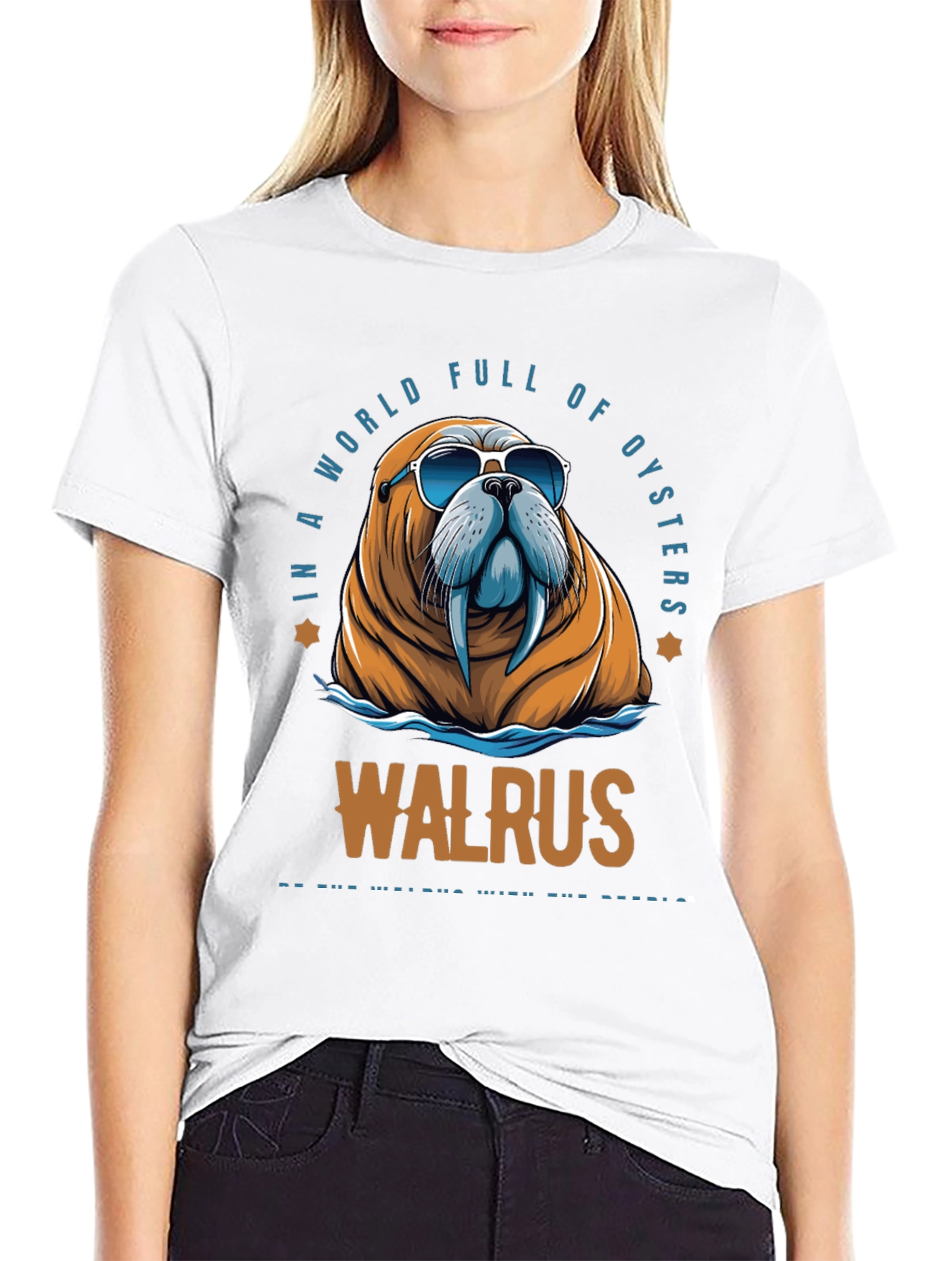 Black Cool Walrus Graphic T-Shirt view 9