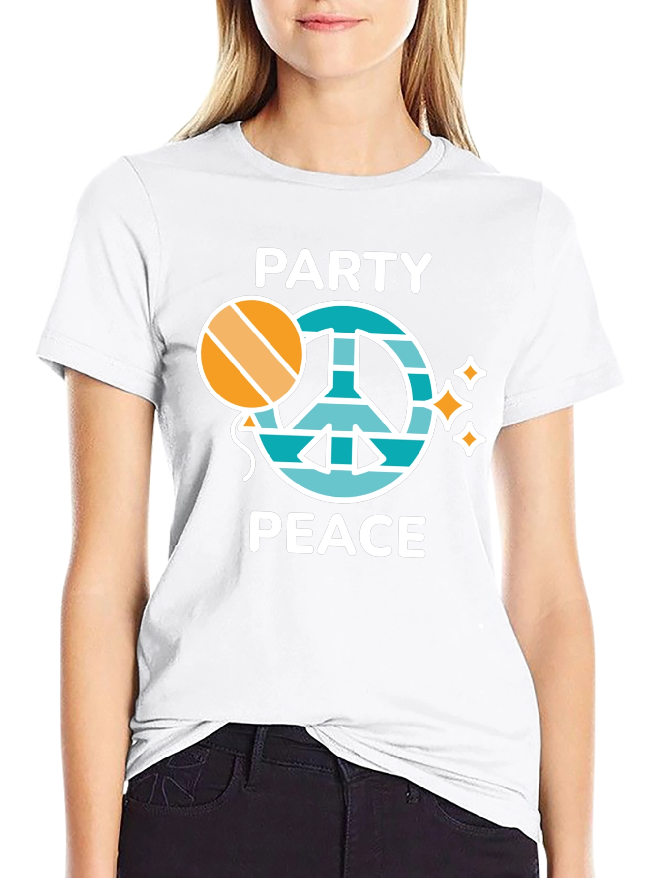 Black Party Peace Graphic Tee - Unisex Crew Neck view 9