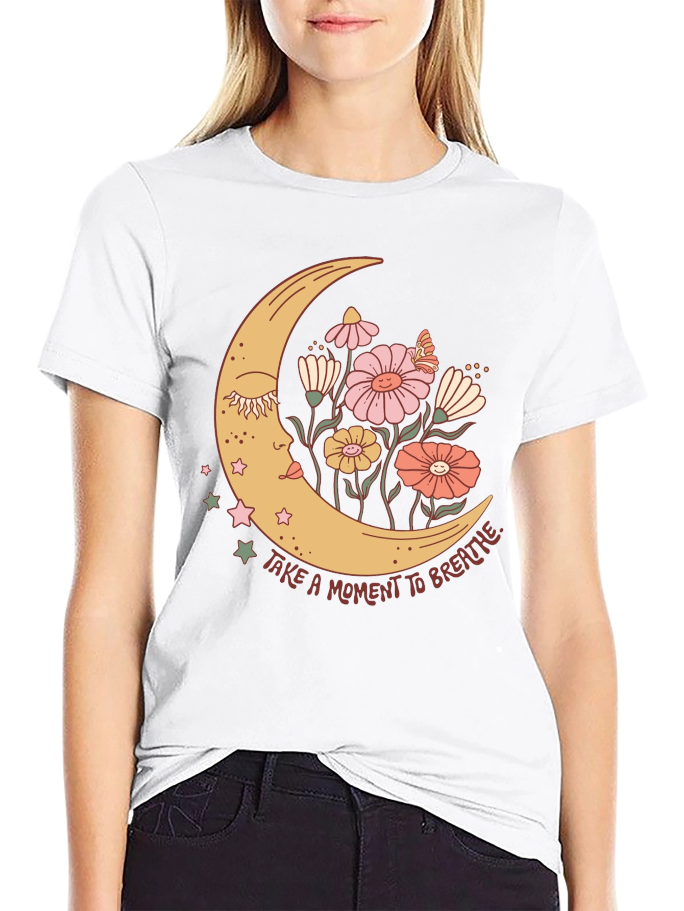 Black Moon Flower Graphic T-Shirt view 9