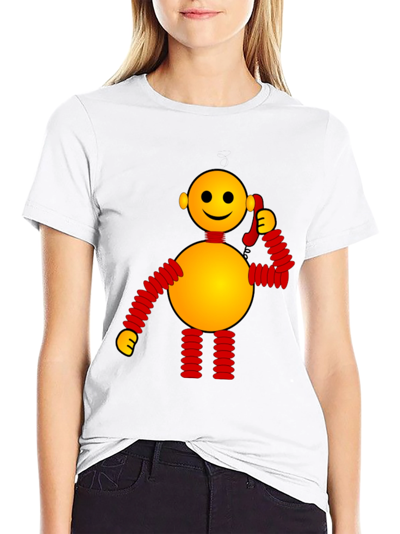 Black Whimsical Robot Graphic Tee - Black view 9