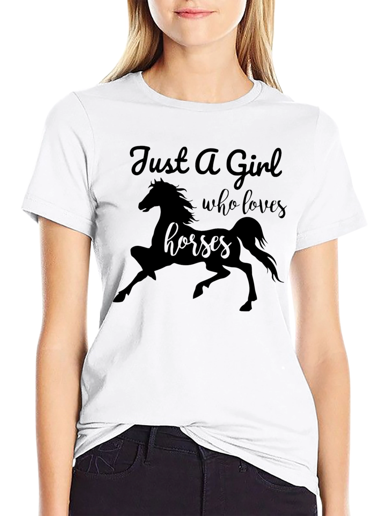 Black Just a Girl Who Loves Horses T-Shirt view 9