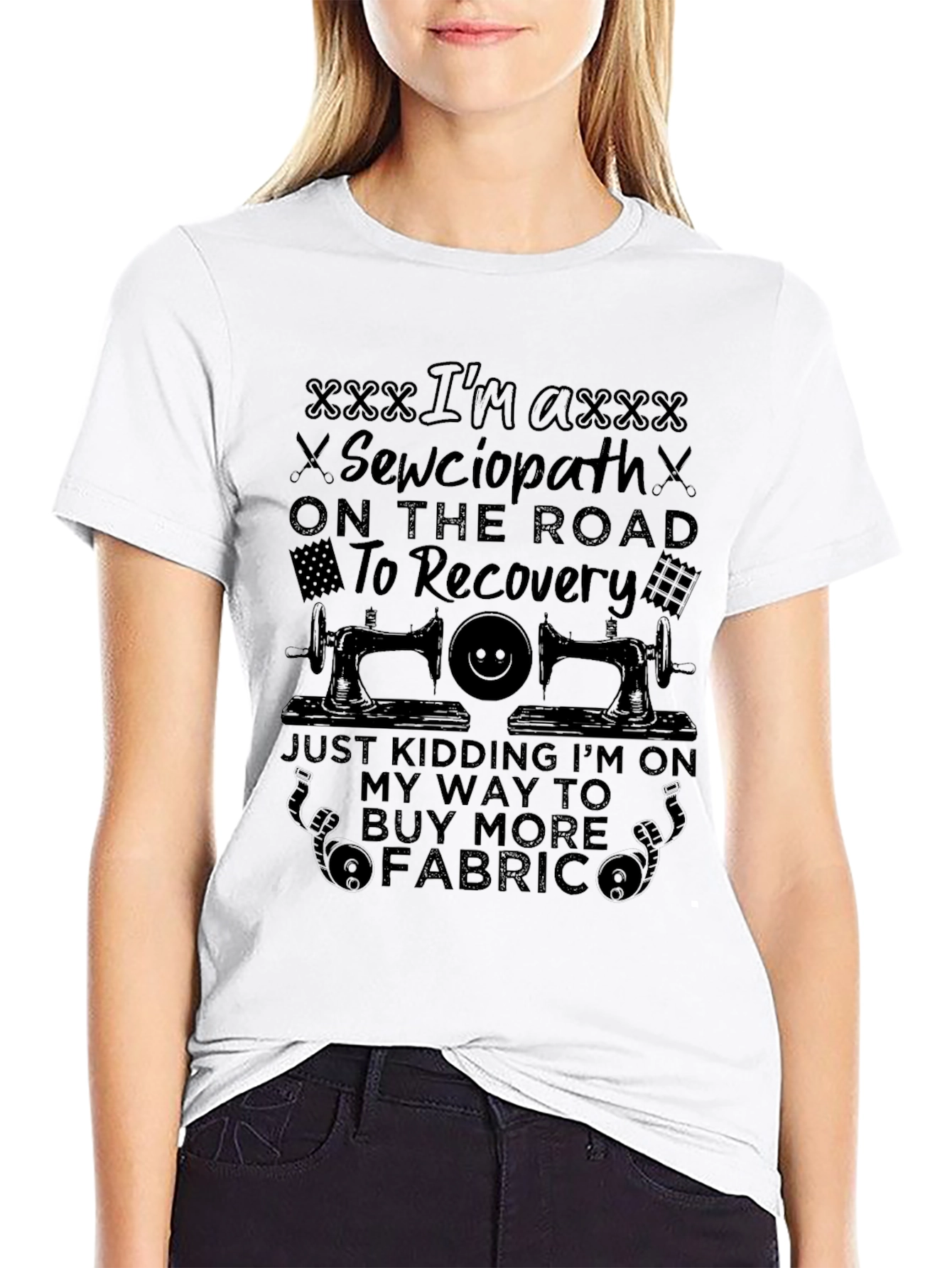 Black Sewciopath T-Shirt - Funny Sewing Lover Tee view 9