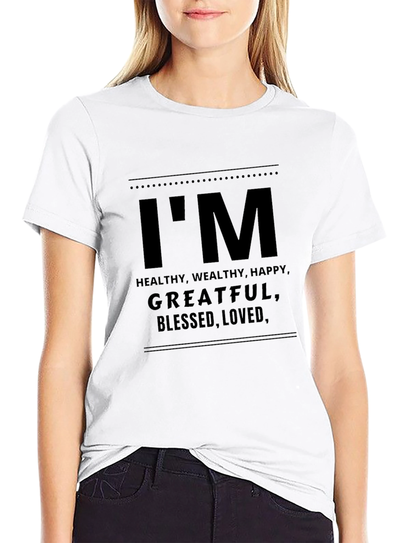 Black I'm Healthy, Grateful, Blessed Men's Black T-Shirt view 9