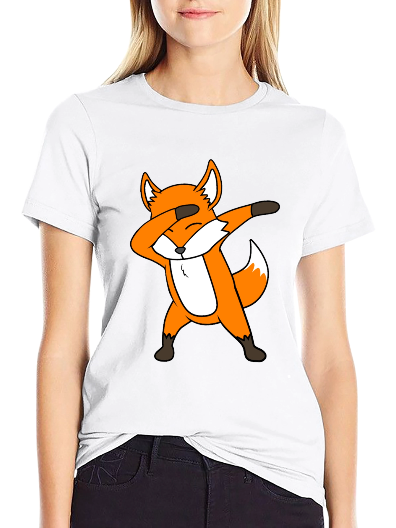 Black Dabbing Fox Graphic Tee - Black Cotton T-Shirt view 9