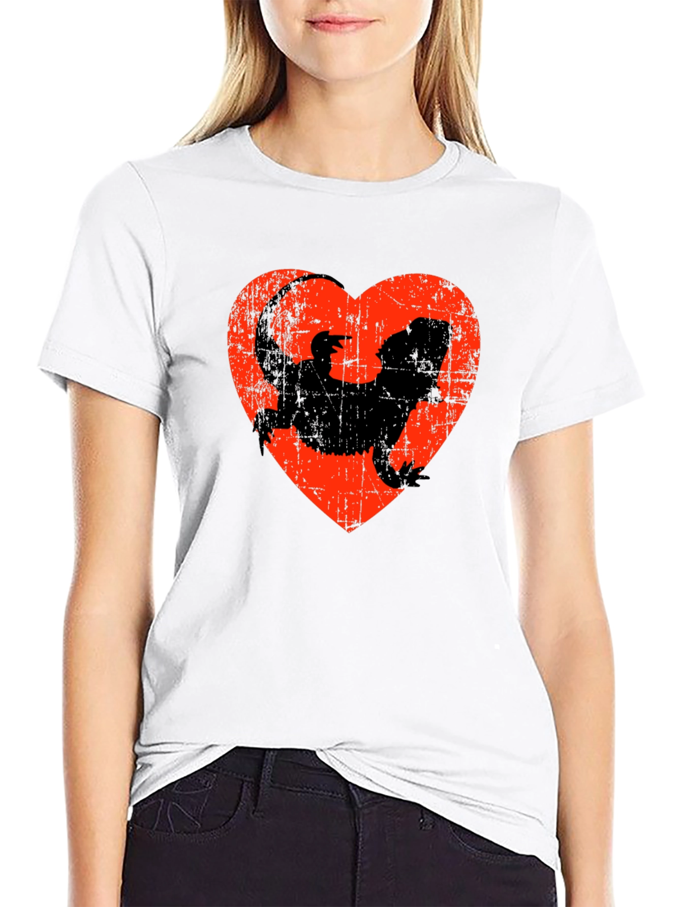 Black Bearded Dragon Heart T-Shirt - Reptile Lover Gift view 9