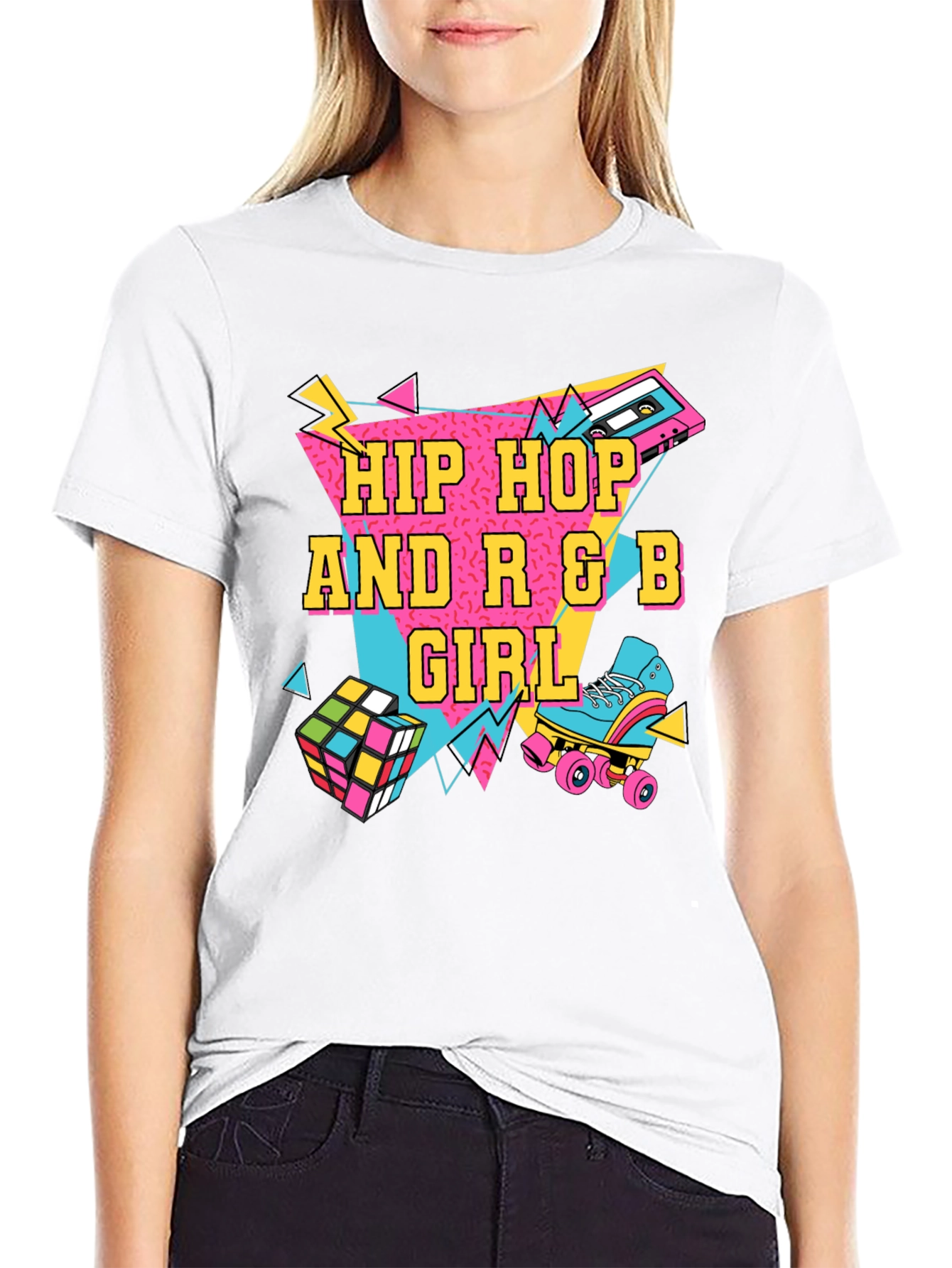 Hip Hop R&B Girl Black T-Shirt - 80s Style - 9