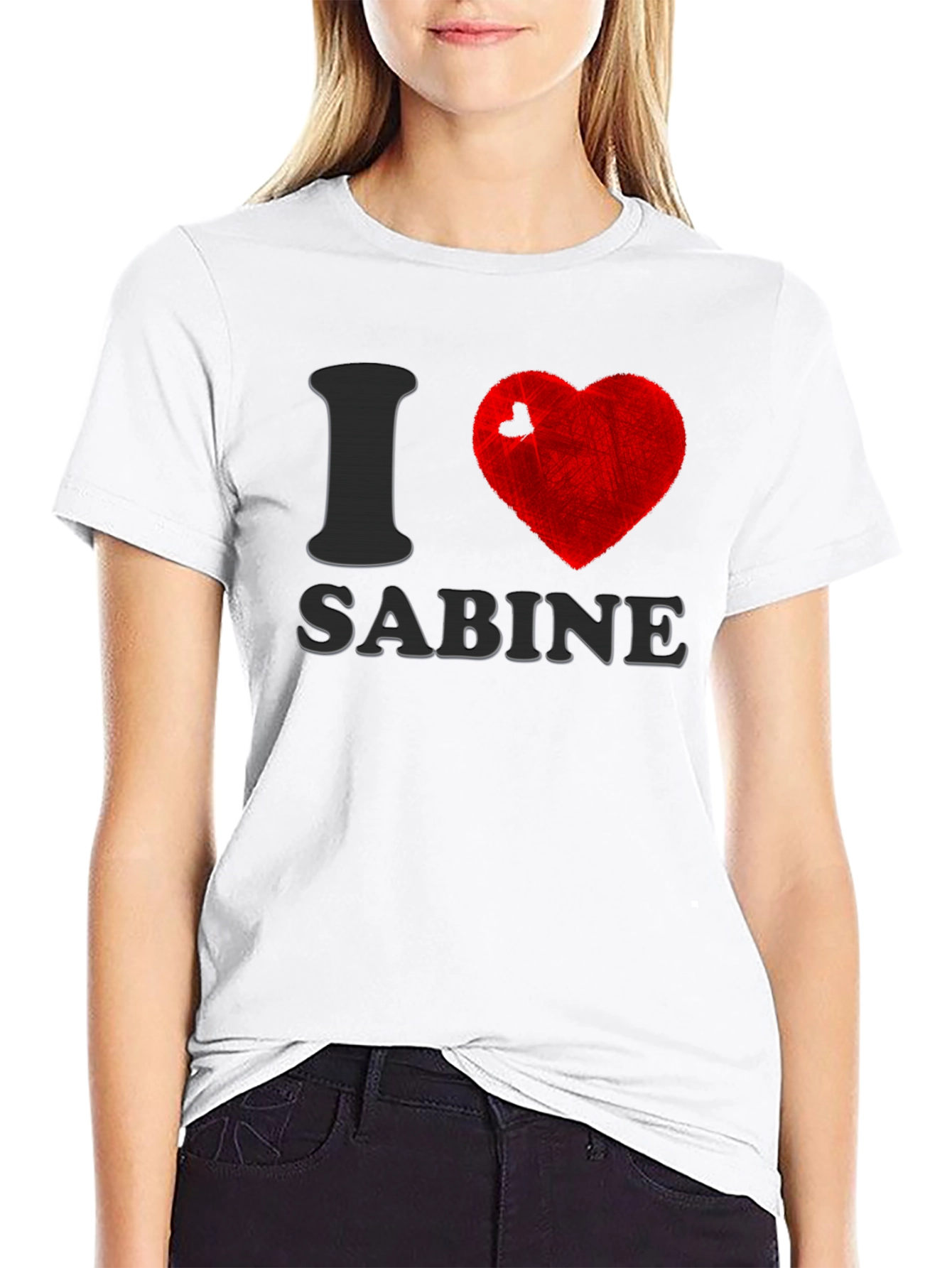 Black I Heart Sabine Black Cotton T-Shirt view 9