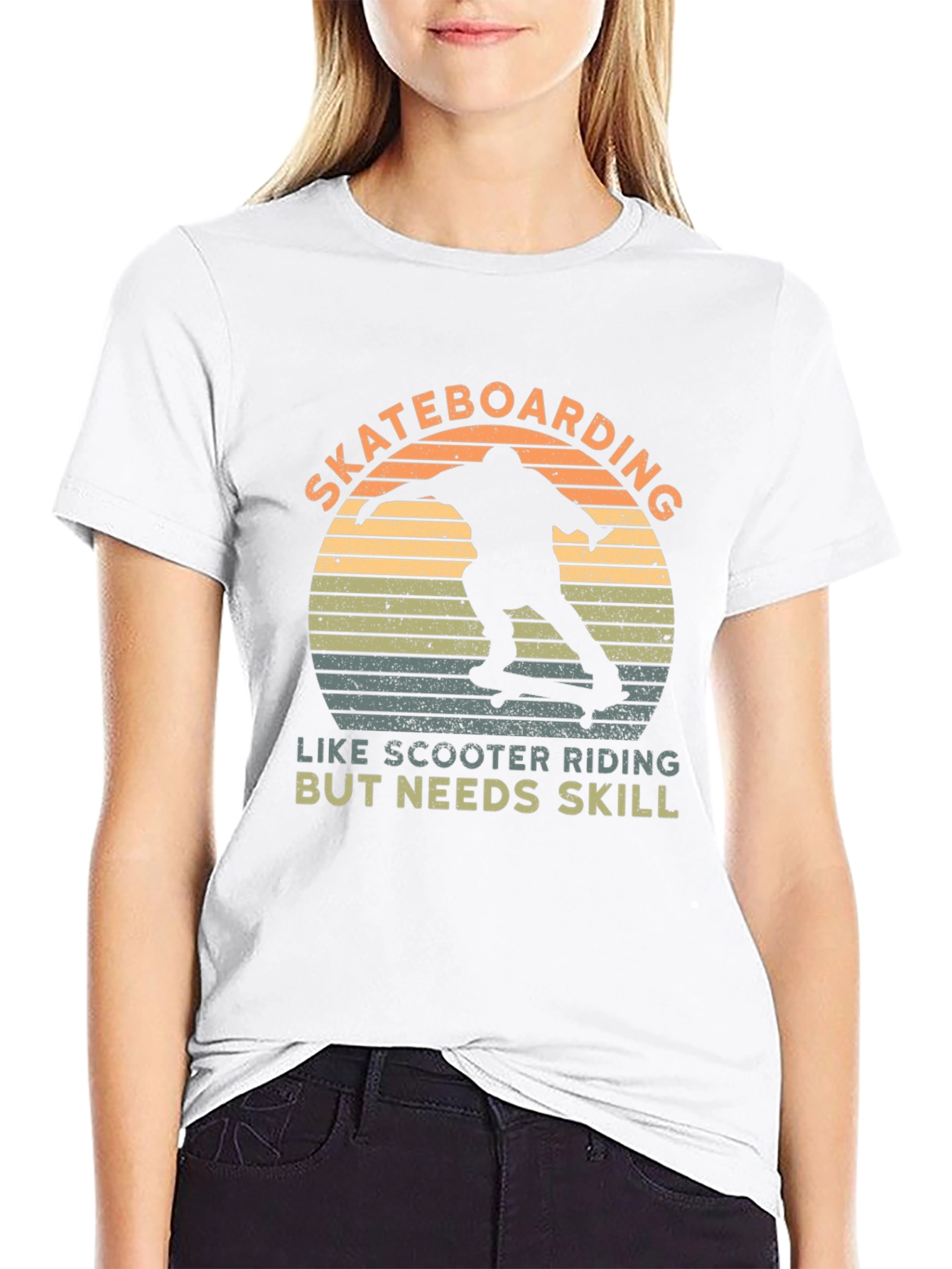 Black Skateboarding T-Shirt - Like Scooter Riding, But Needs Skill view 9