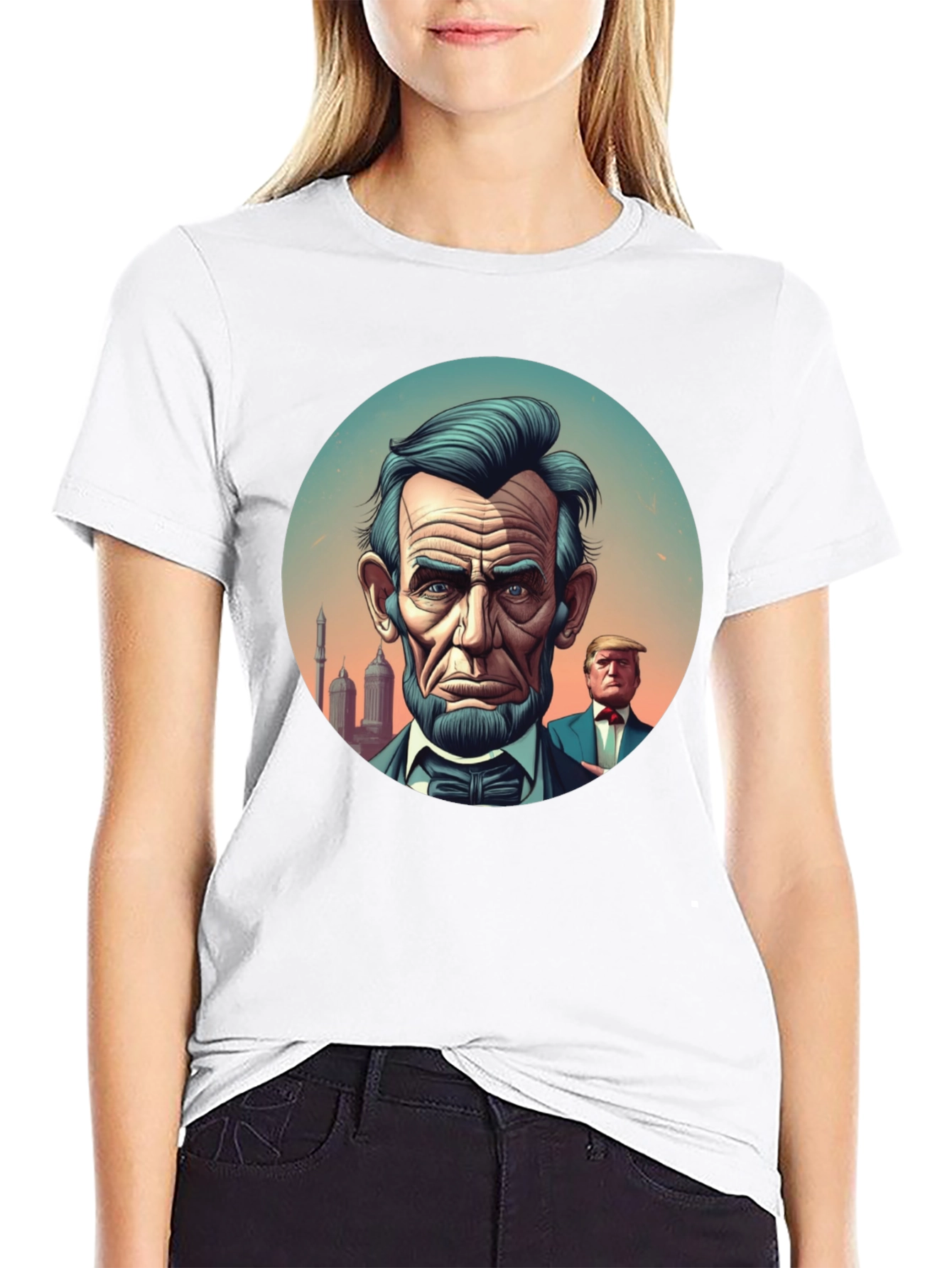 Black Lincoln Trump Graphic Tee - Presidential Humor Shirt view 9