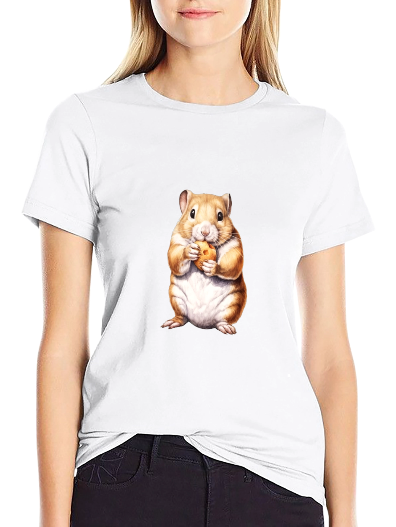 Black Hamster Eating Cookie Graphic Tee view 9