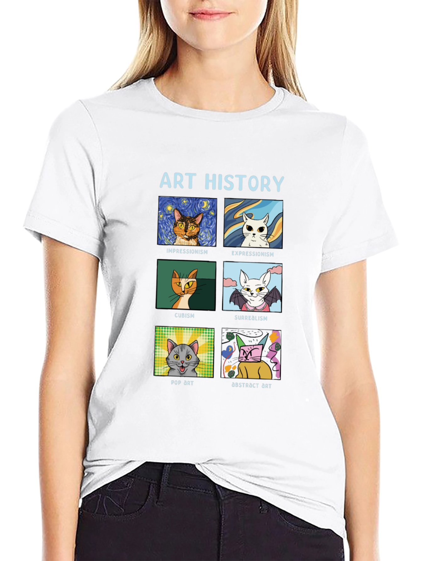 Black Art History Cats Black T-Shirt view 9