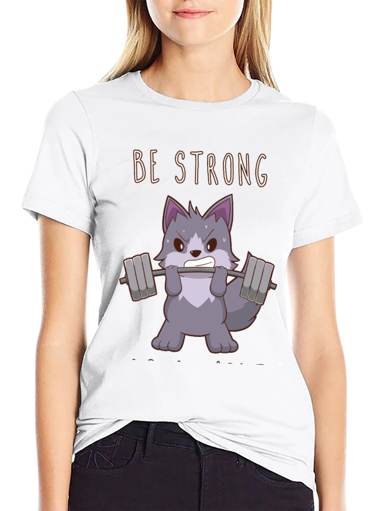Black Be Strong Wolf Graphic T-Shirt - Black Cotton Tee view 9