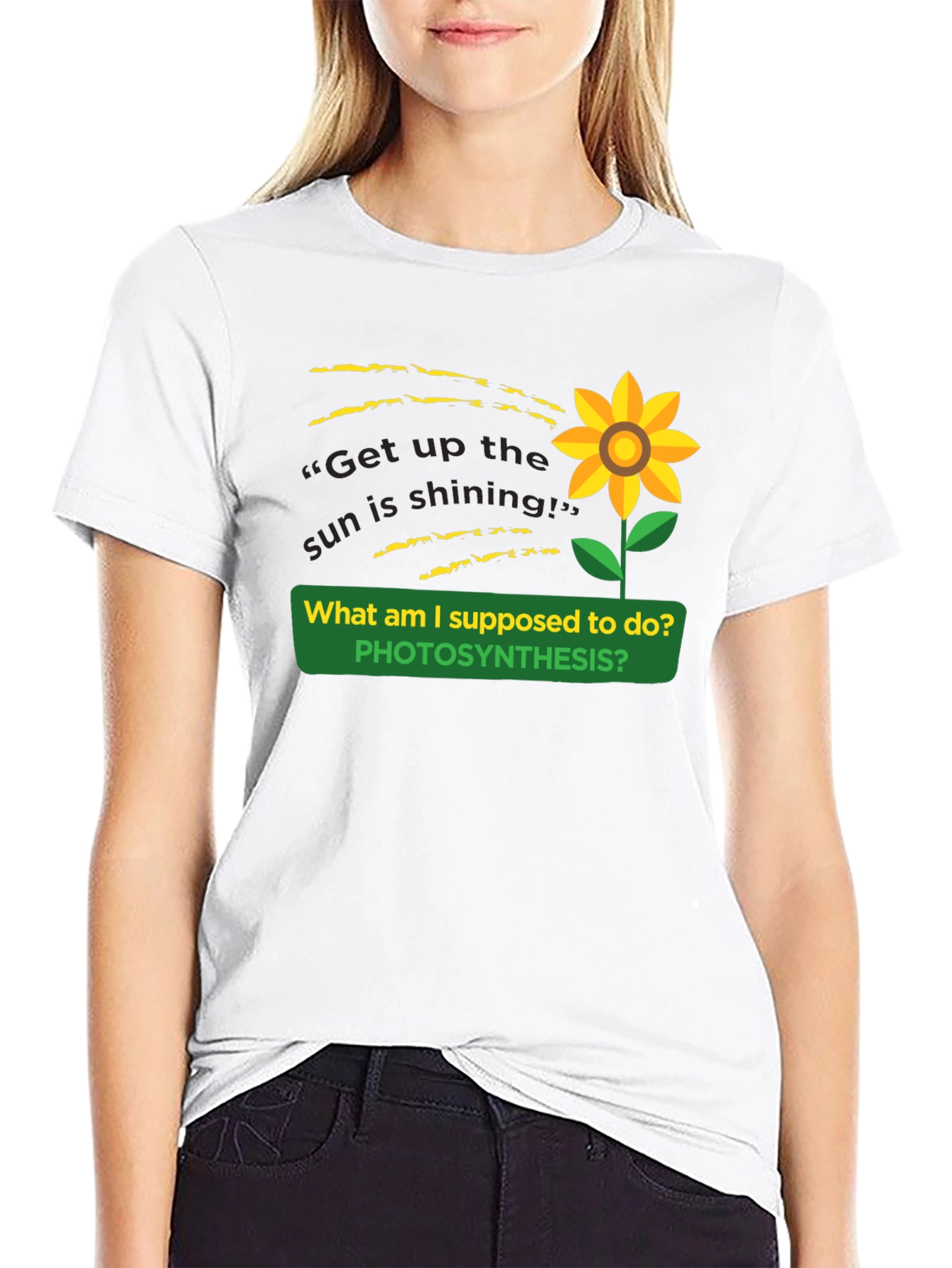 Black Photosynthesis Sunflower Graphic T-Shirt view 9