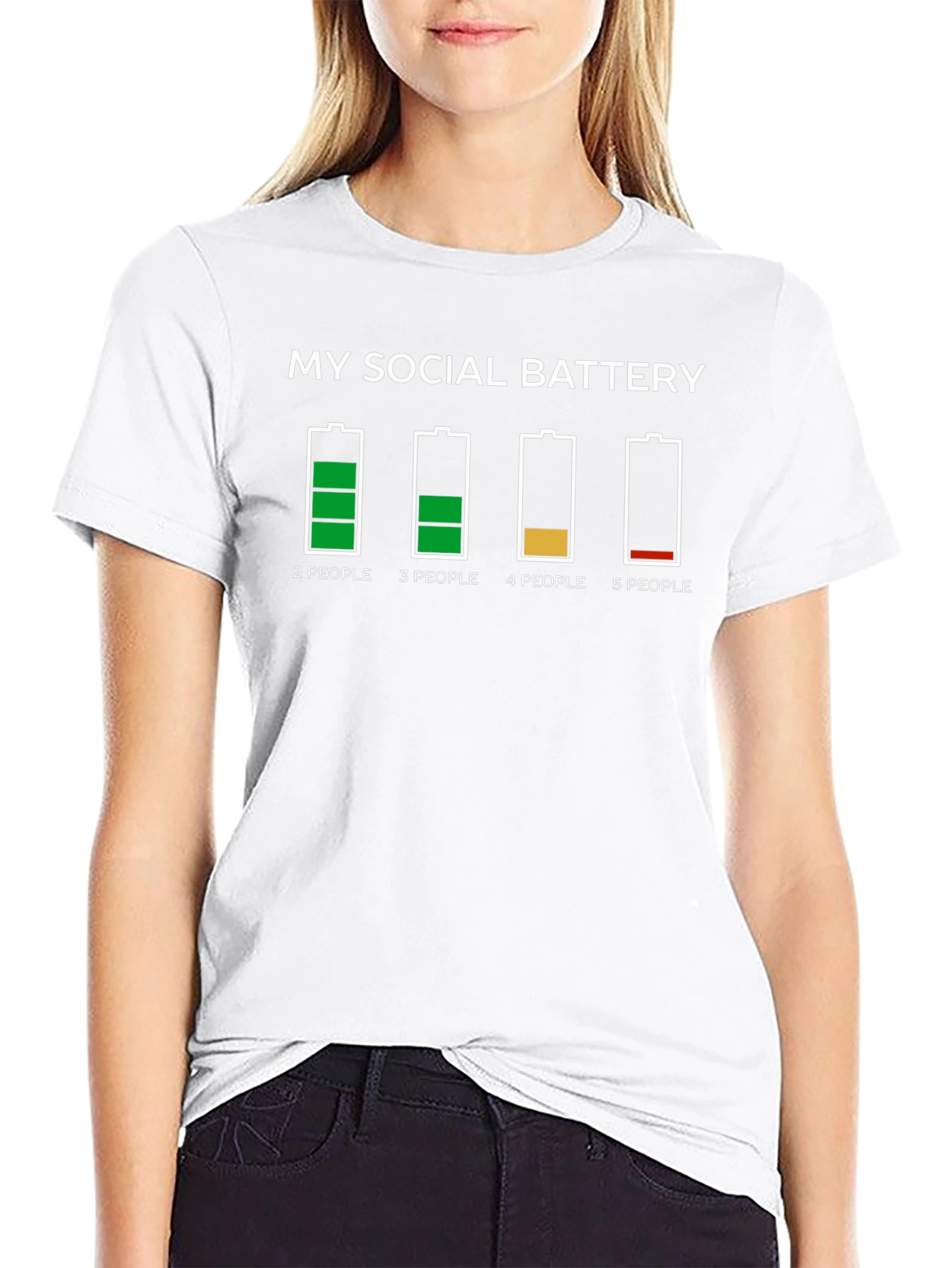 Black My Social Battery Funny Graphic Tee view 9