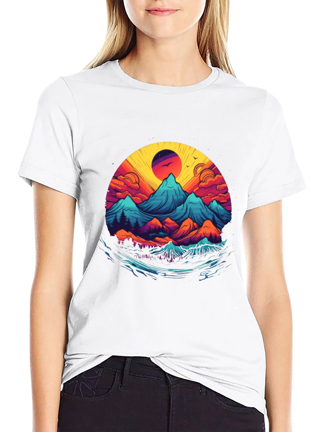 Black Mountain Sunset Graphic Tee - Nature Inspired Design view 9