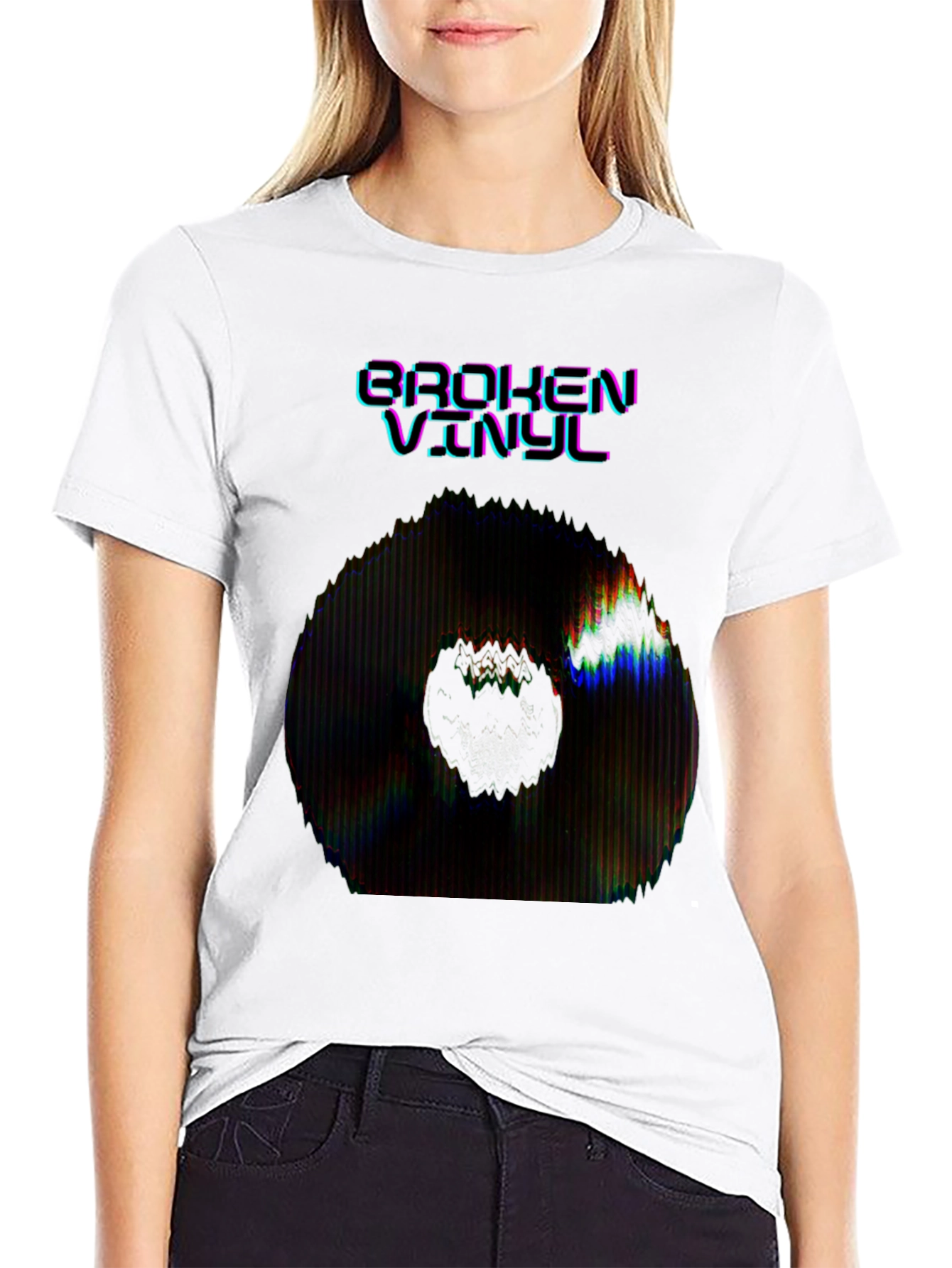 Black Broken Vinyl Graphic Tee - Black view 9