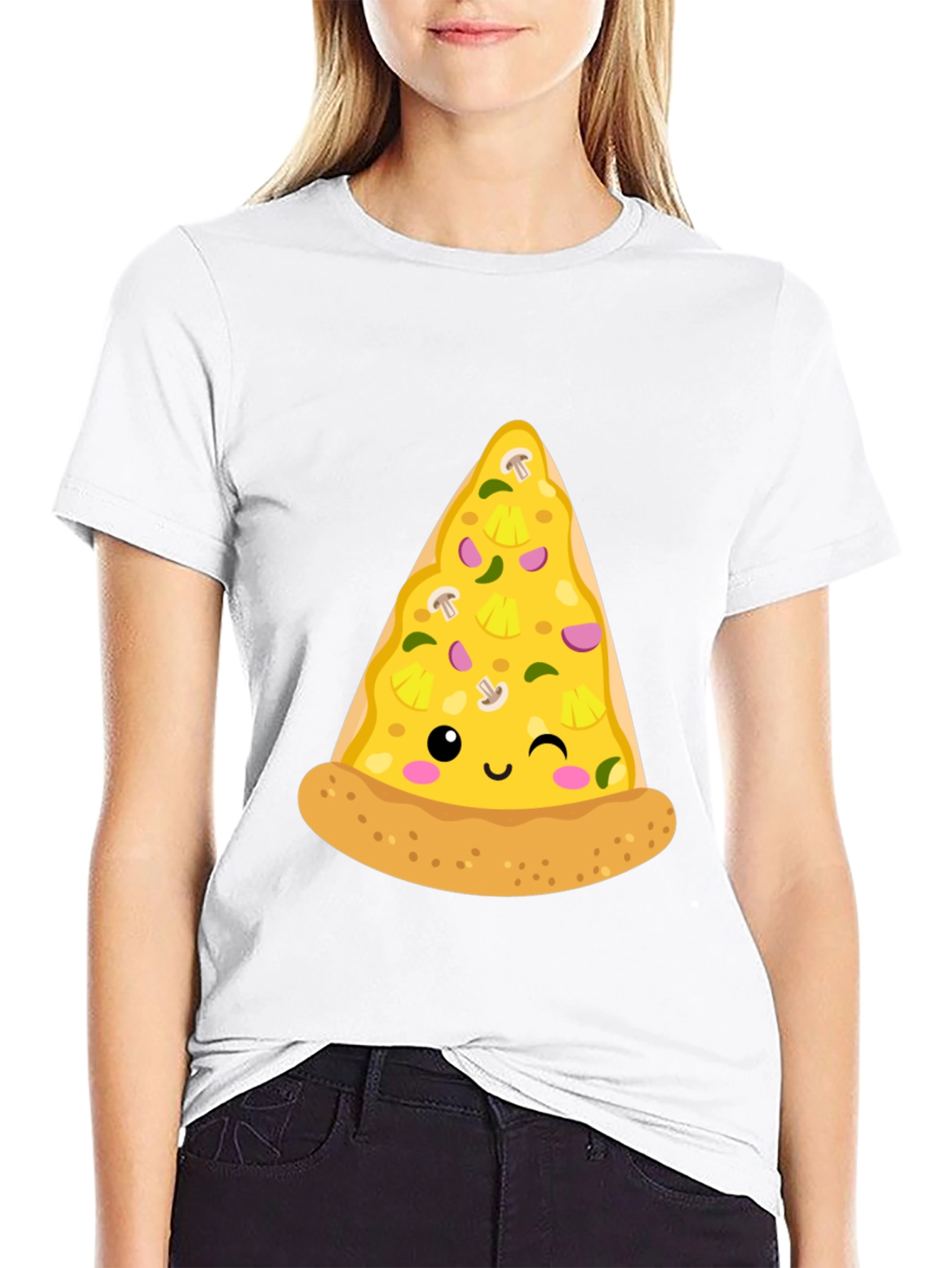 Black Pizza Slice Graphic Tee - Casual Black T-Shirt view 9