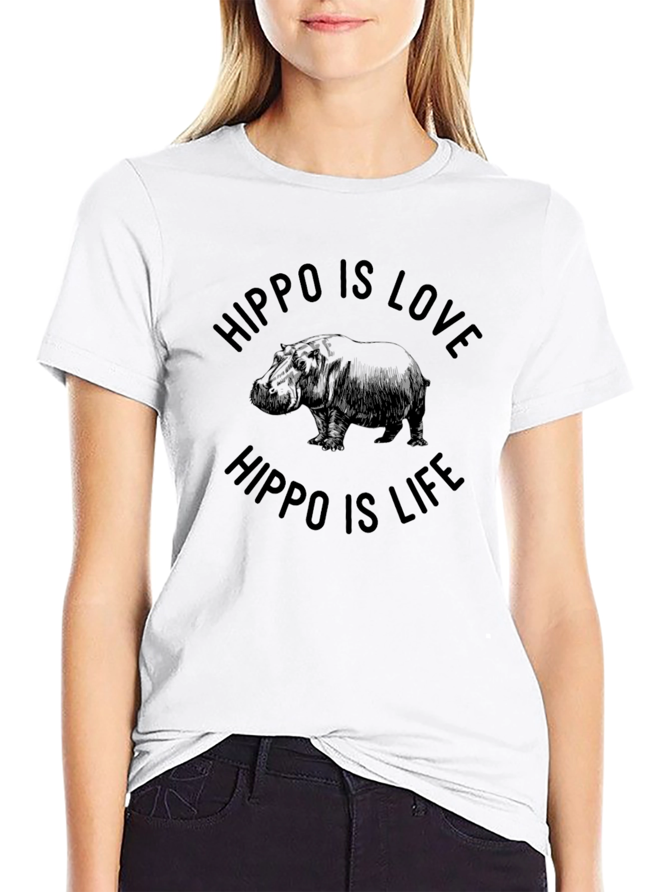 Black Hippo Is Love Hippo Is Life Graphic T-Shirt view 9