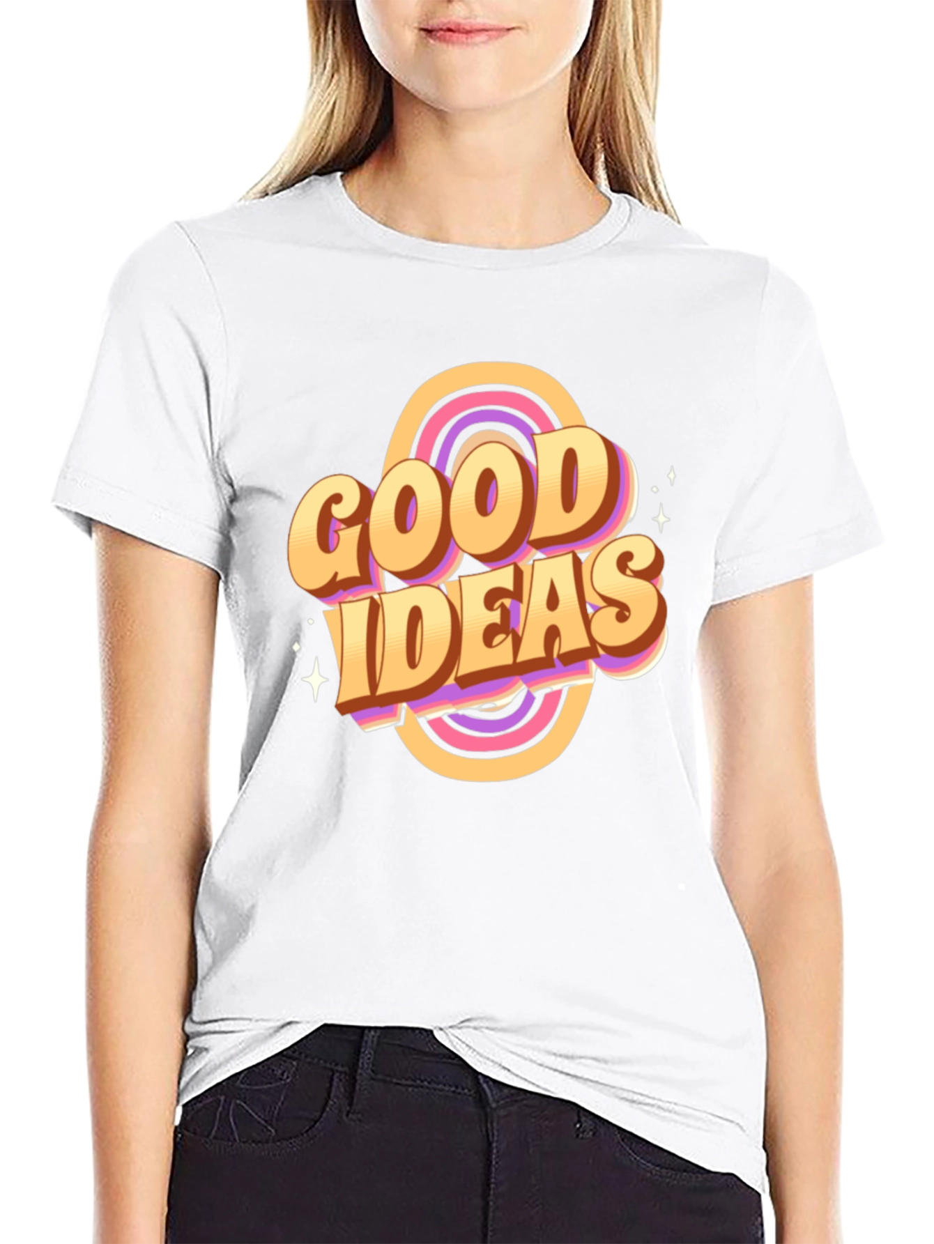 Black Good Ideas Graphic Tee - Retro Style T-Shirt view 9