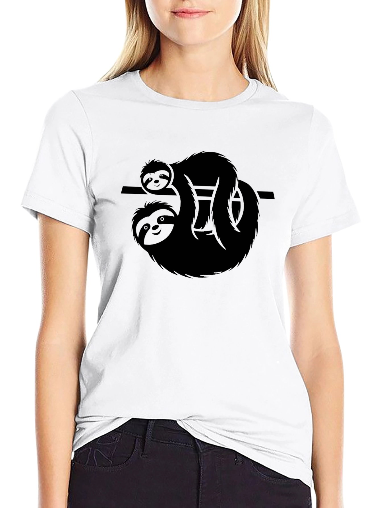 Black Sloth Graphic Tee - Men's Black Cotton T-Shirt view 9