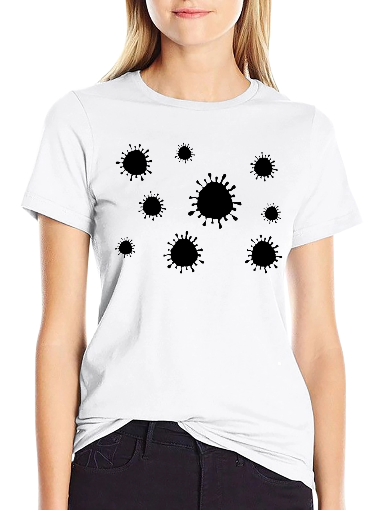 Black Men's Black Virus Graphic Tee - Novelty Design view 9