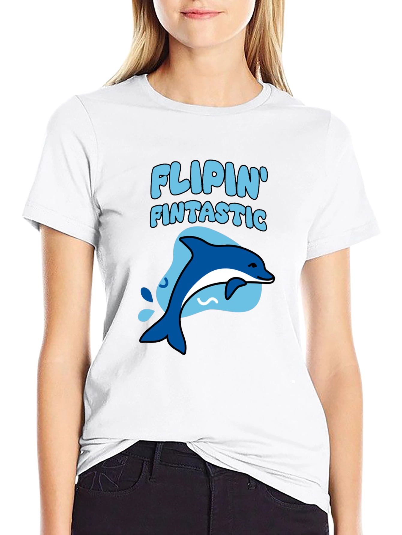 Black Flippin' Fintastic Dolphin Graphic Tee view 9