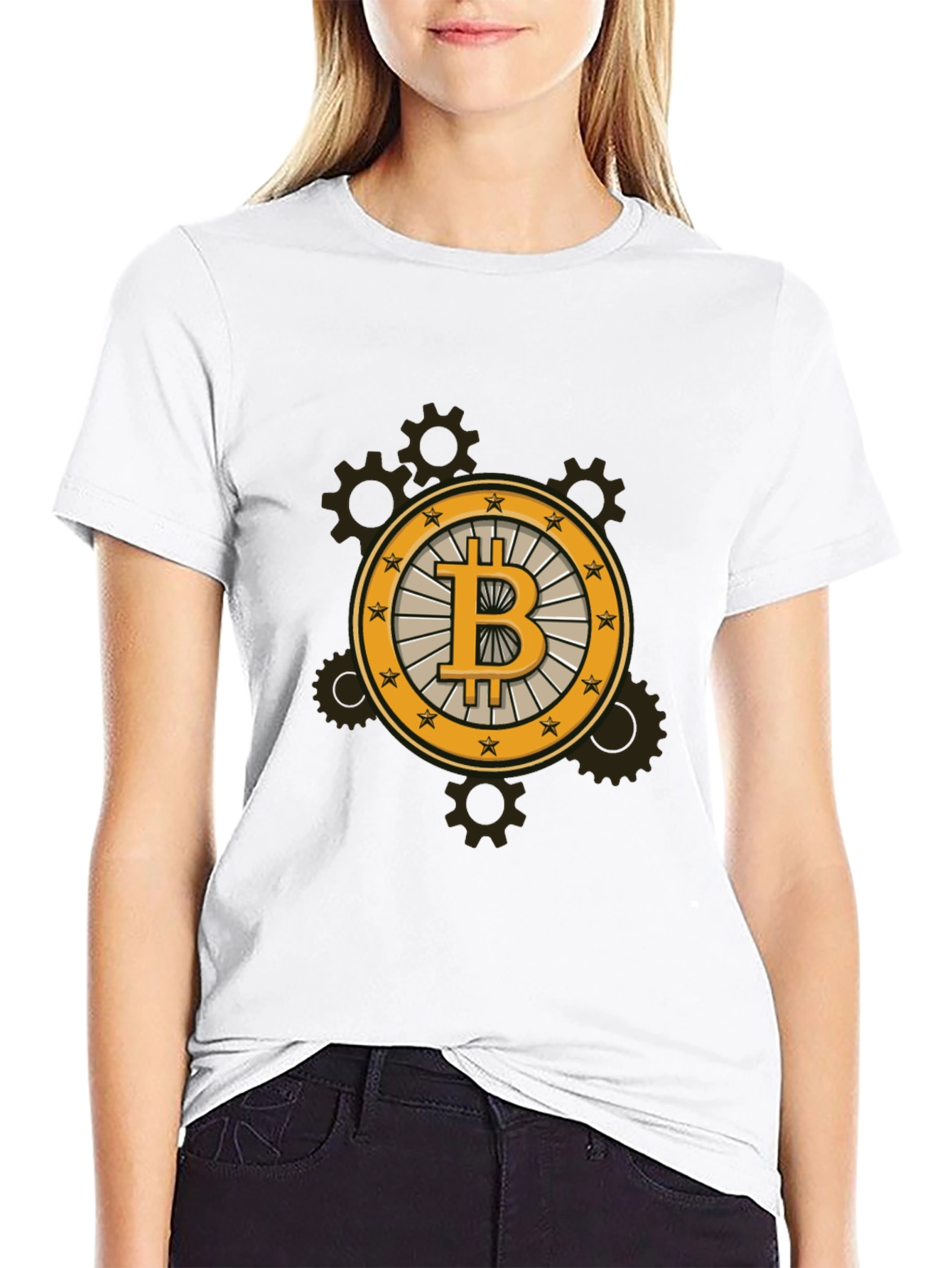 Black Bitcoin Steampunk Black Tee view 9