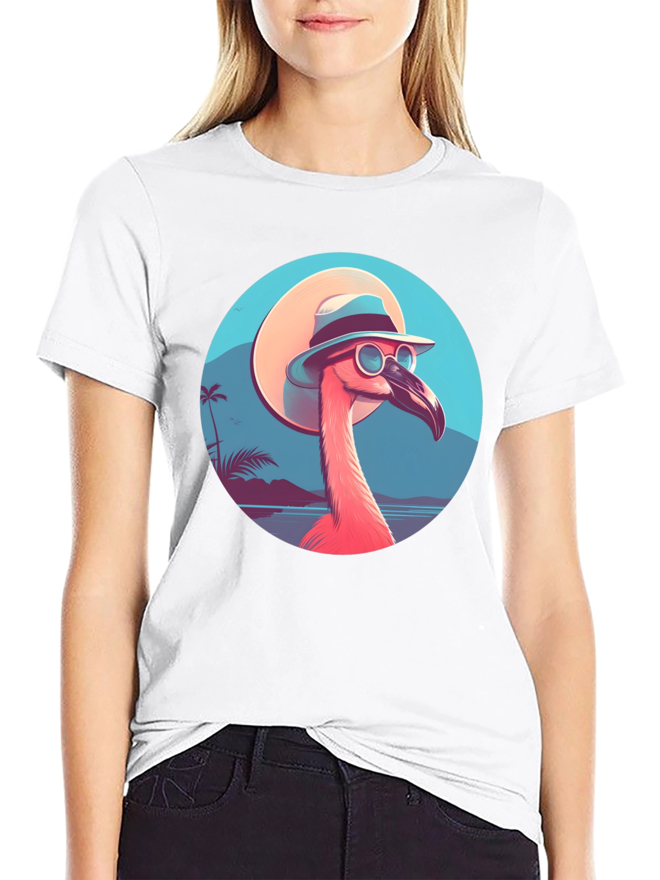 Black Cool Flamingo T-Shirt - Tropical Vibes view 9