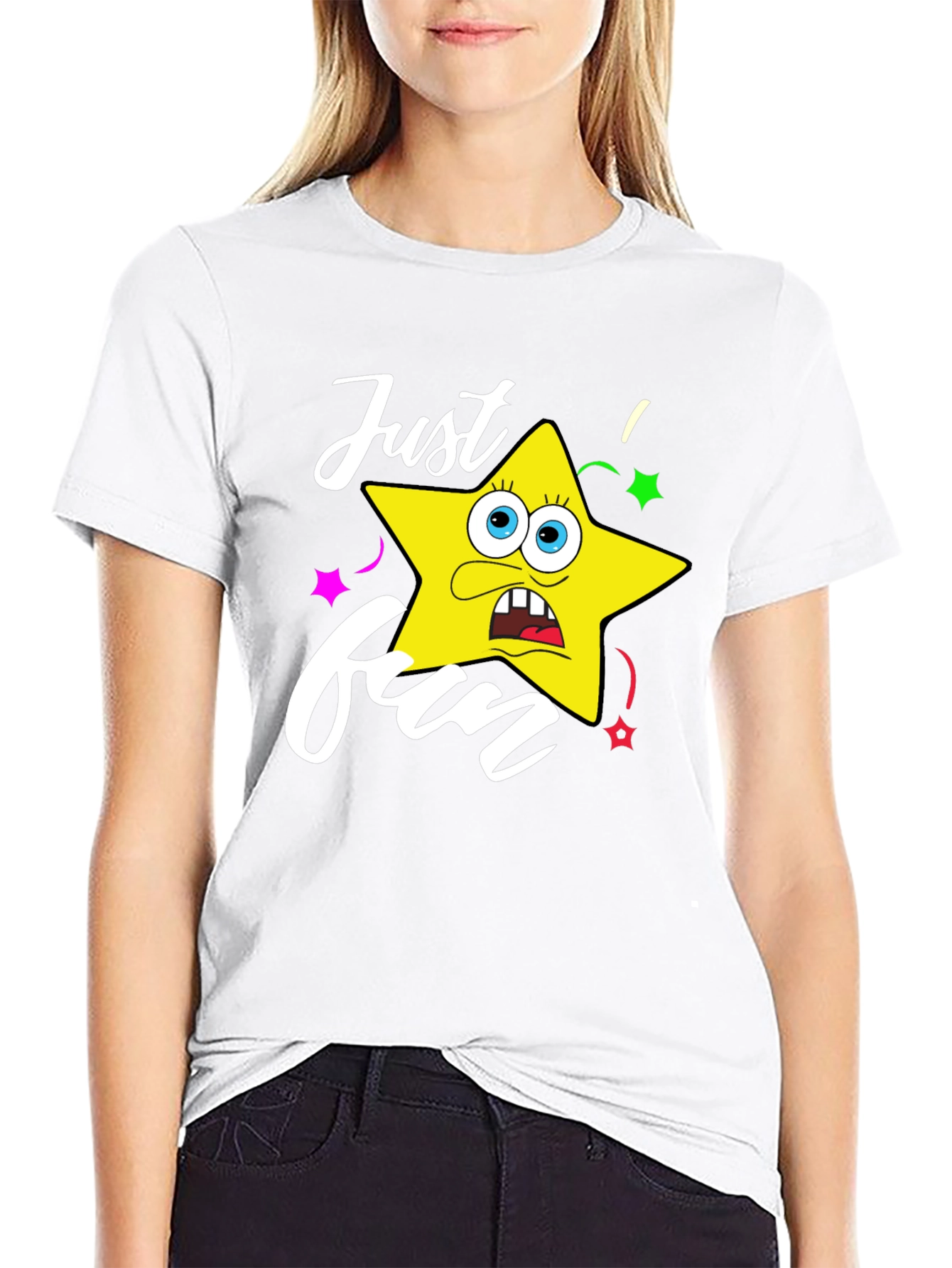 Black Just Fun Star Graphic Tee - Mens Black T-Shirt view 9