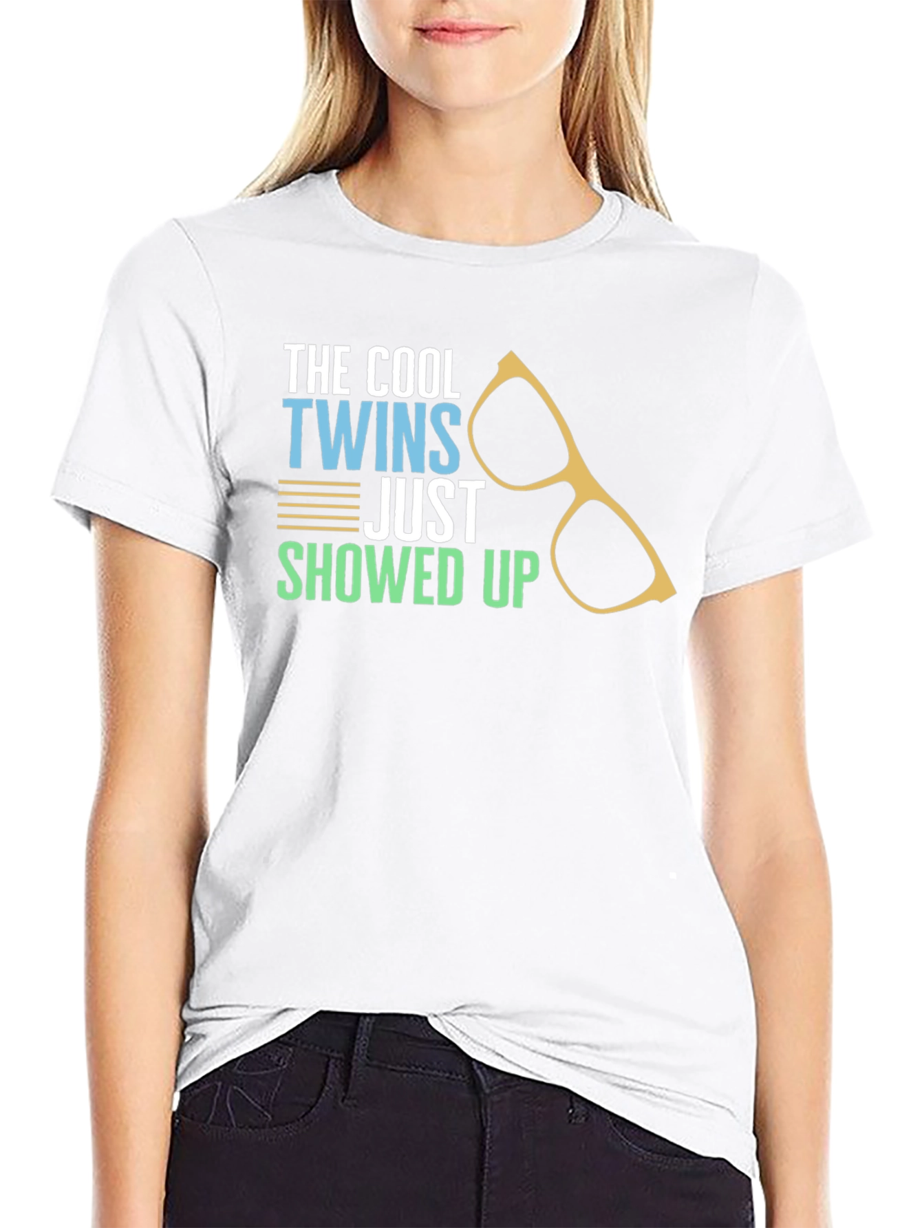 Black Cool Twins T-Shirt - Funny Graphic Tee view 9