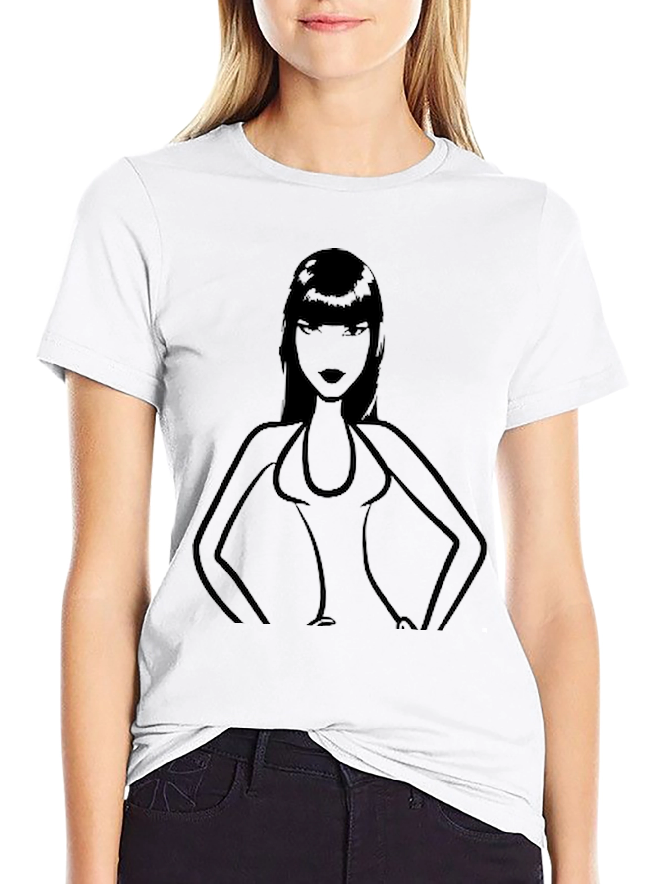 Black Silhouette Woman Graphic T-Shirt - Black view 9