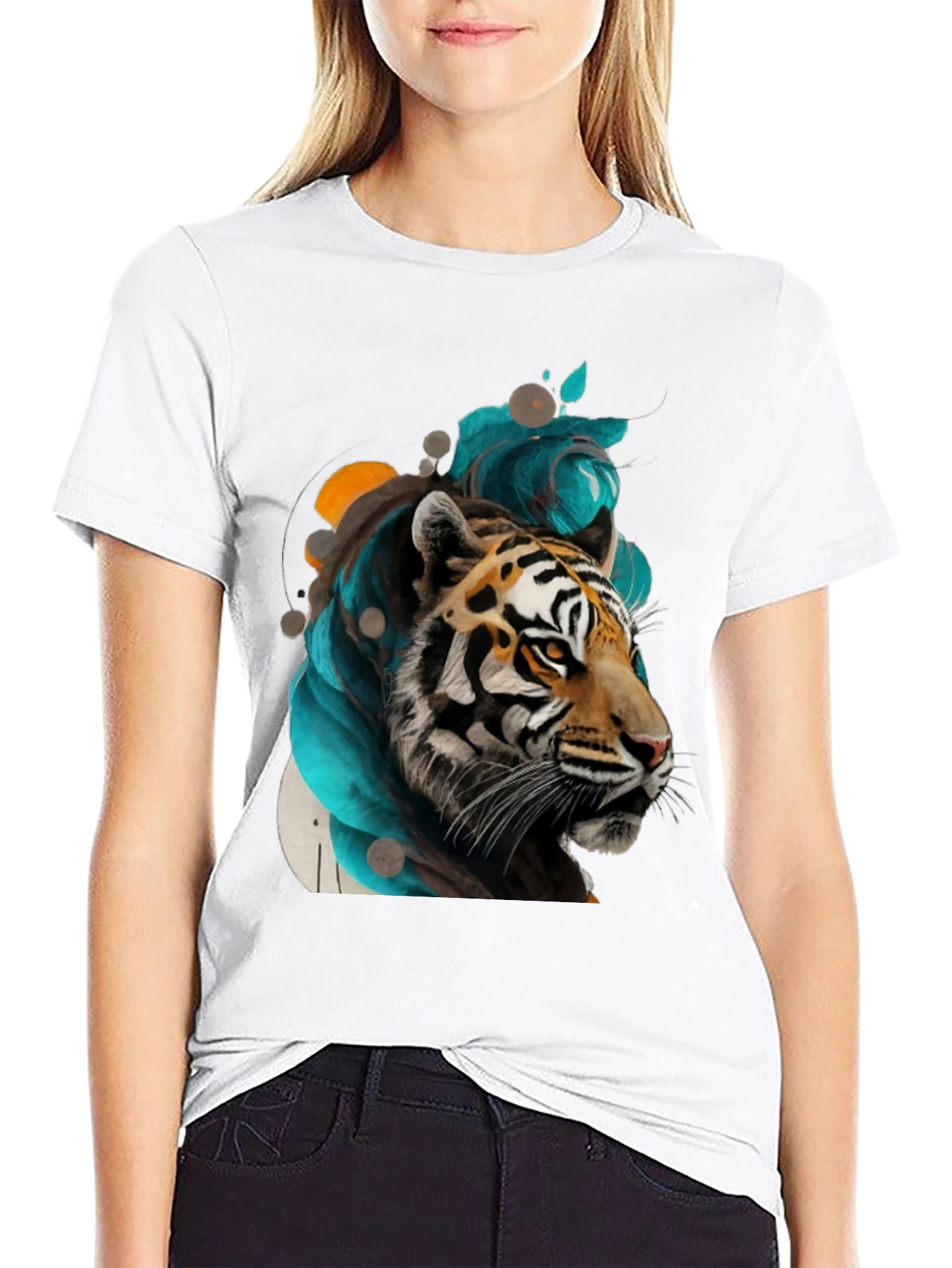 Black Tiger Art Black Tee - Men's Graphic T-Shirt view 9