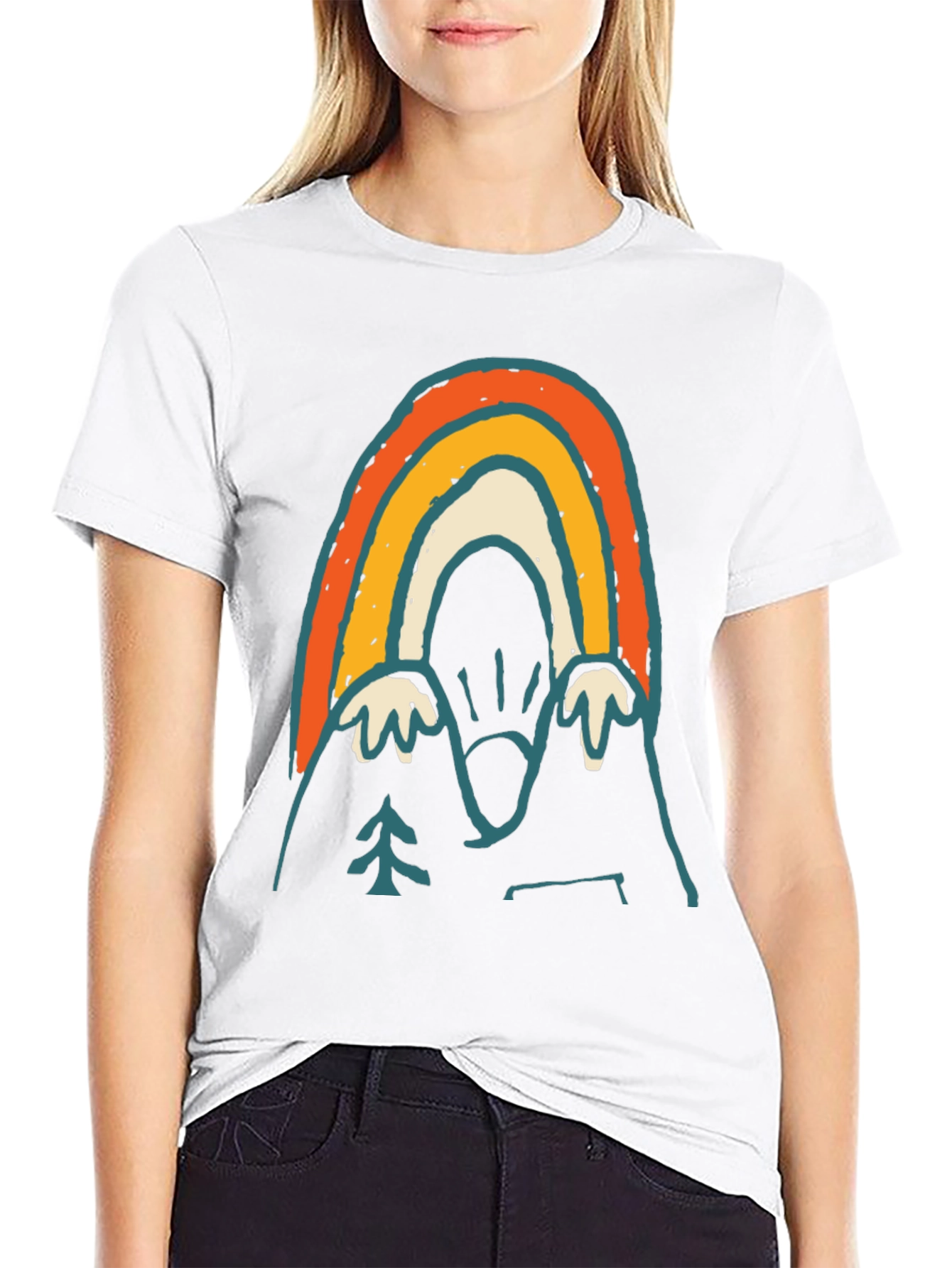 Black Retro Mountain Rainbow Graphic Tee - Black view 9