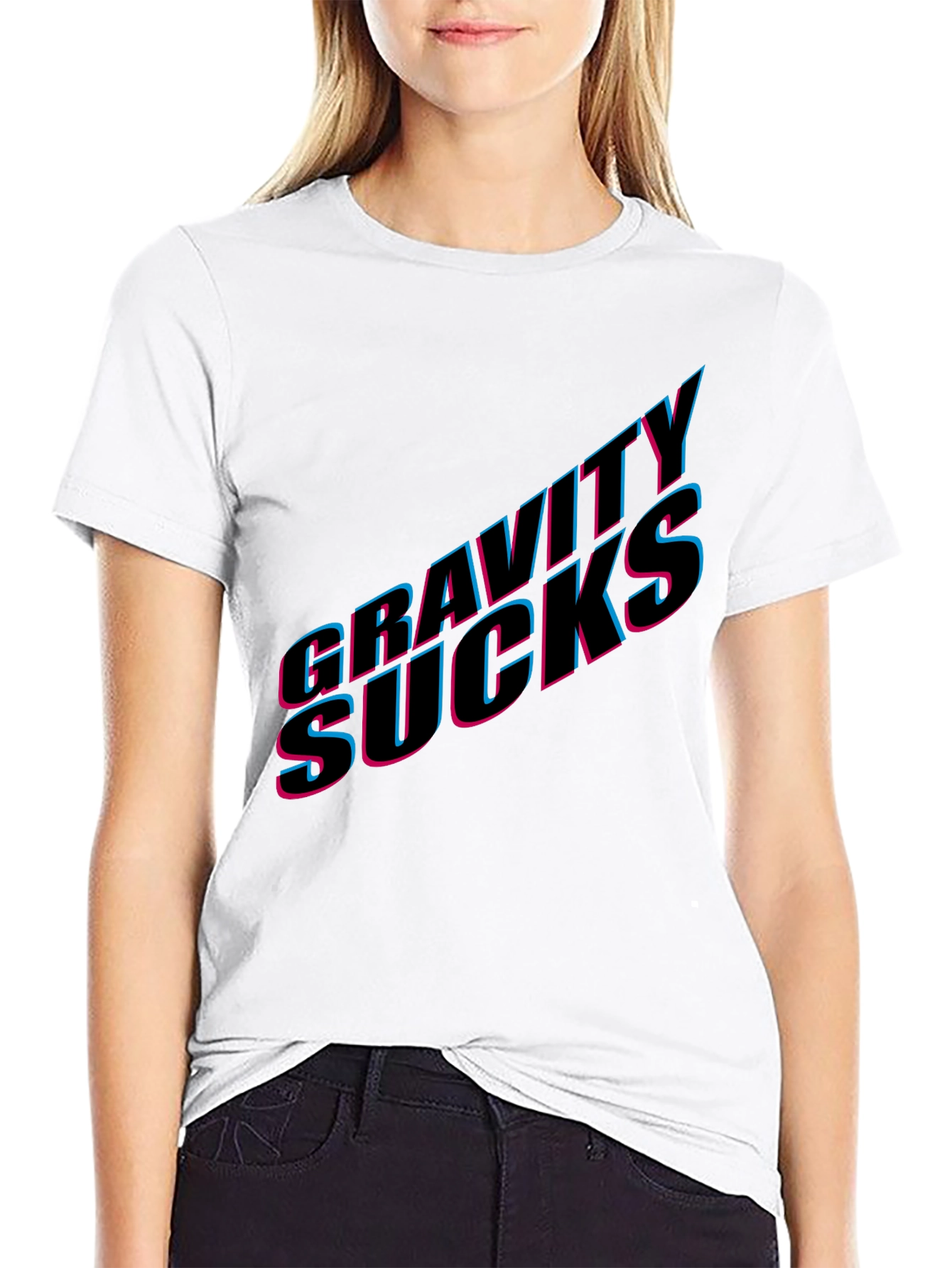 Black Gravity Sucks Graphic Tee - Black Casual T-Shirt view 9