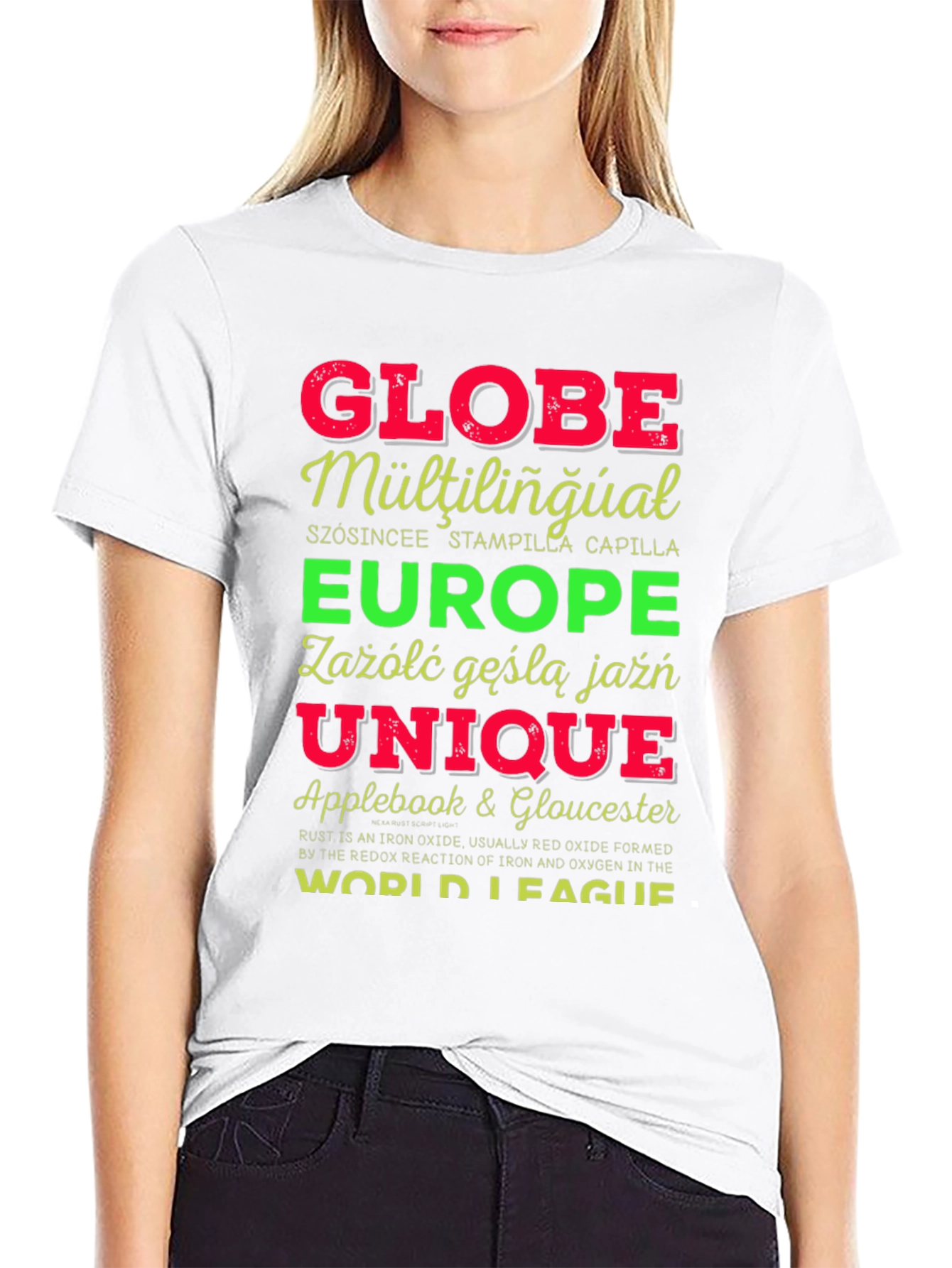 Black Globe Multilingual Graphic T-Shirt view 9