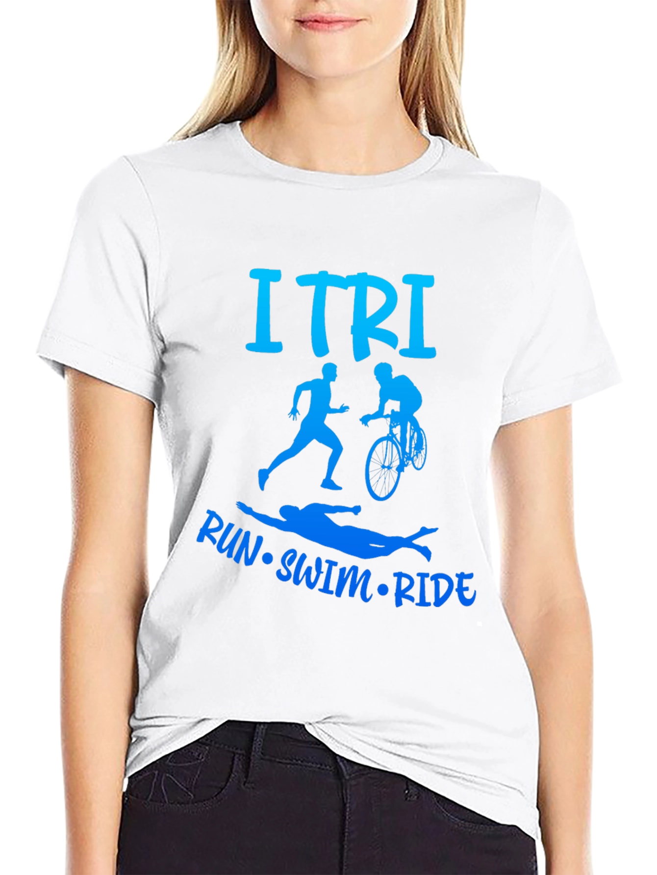 Black ITRI Run Swim Ride Triathlon T-Shirt view 9