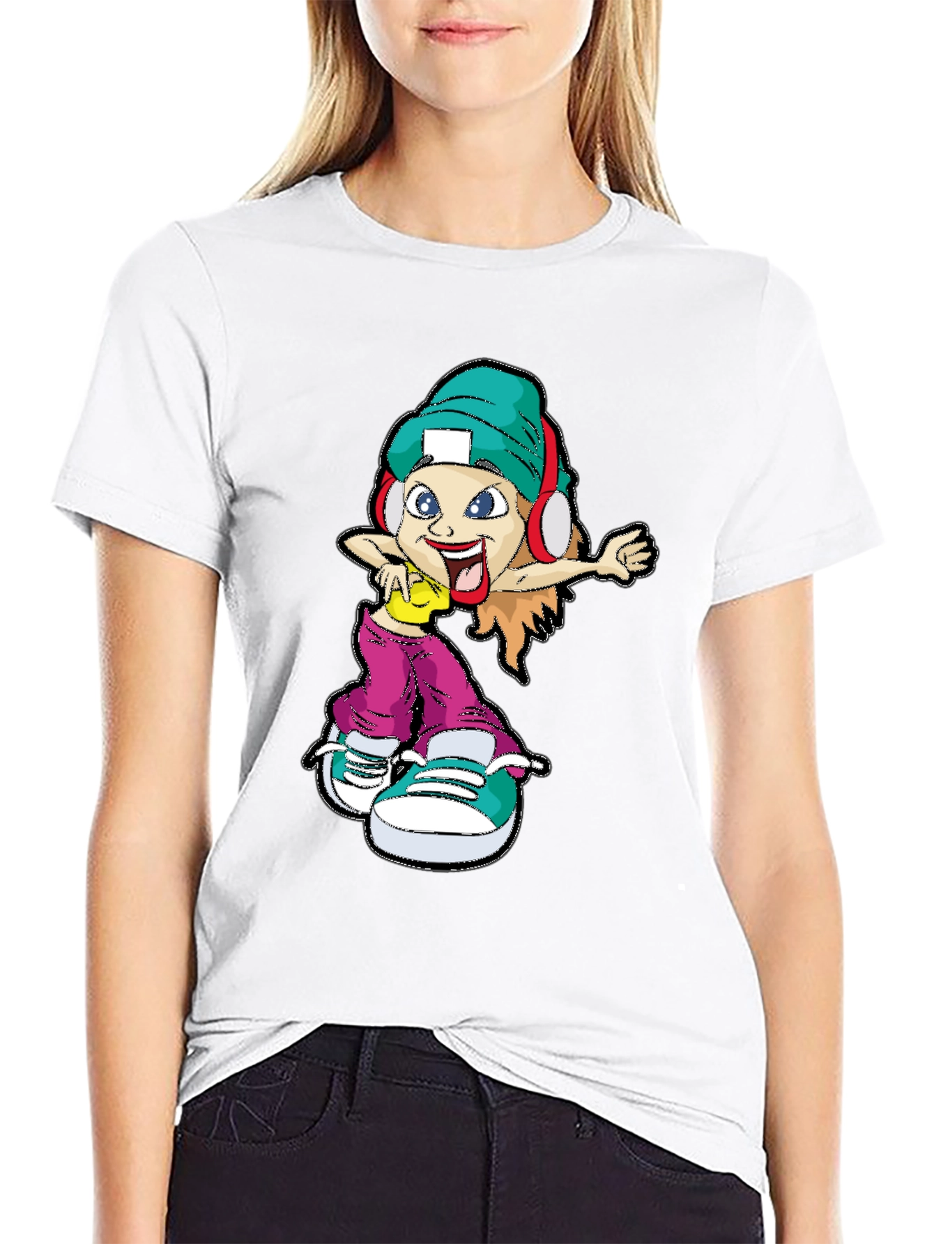 Black Cartoon Character Graphic Tee view 9